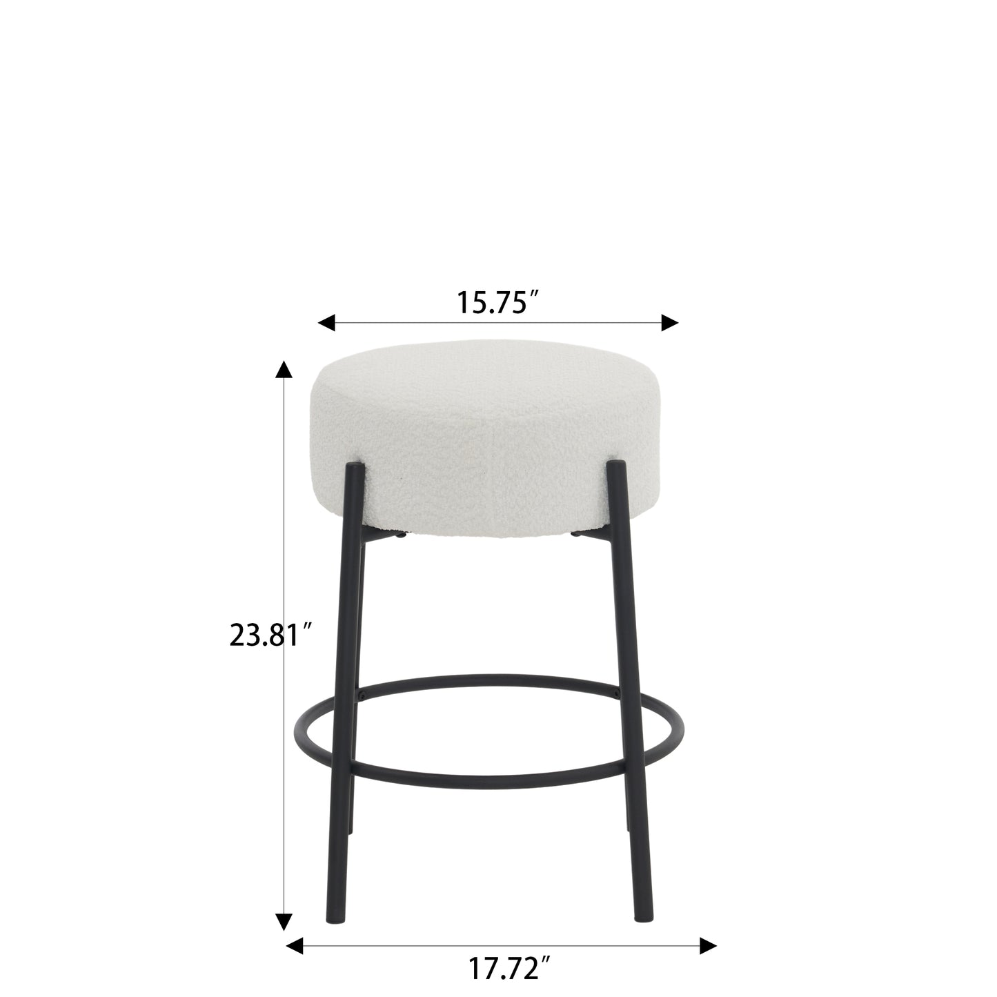 Set of 2 24 Inch Tall Round Upholstered Bar Stools for Kitchen and Coffee Shops Contemporary Design