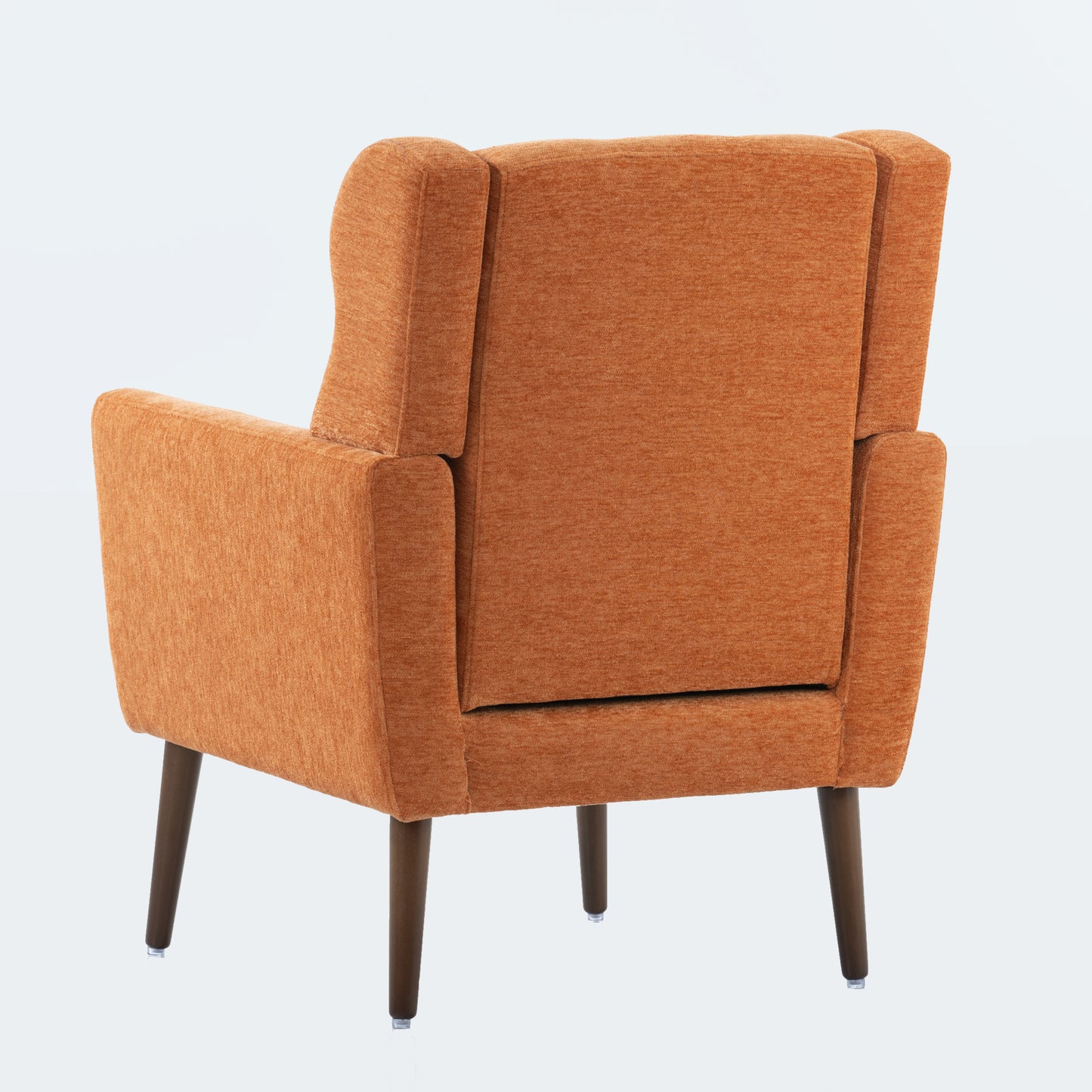 Orange Chenille Accent Chair for Living Room Soft Padded Armchair with Pillow Solid Wood Legs Ideal for Small Spaces