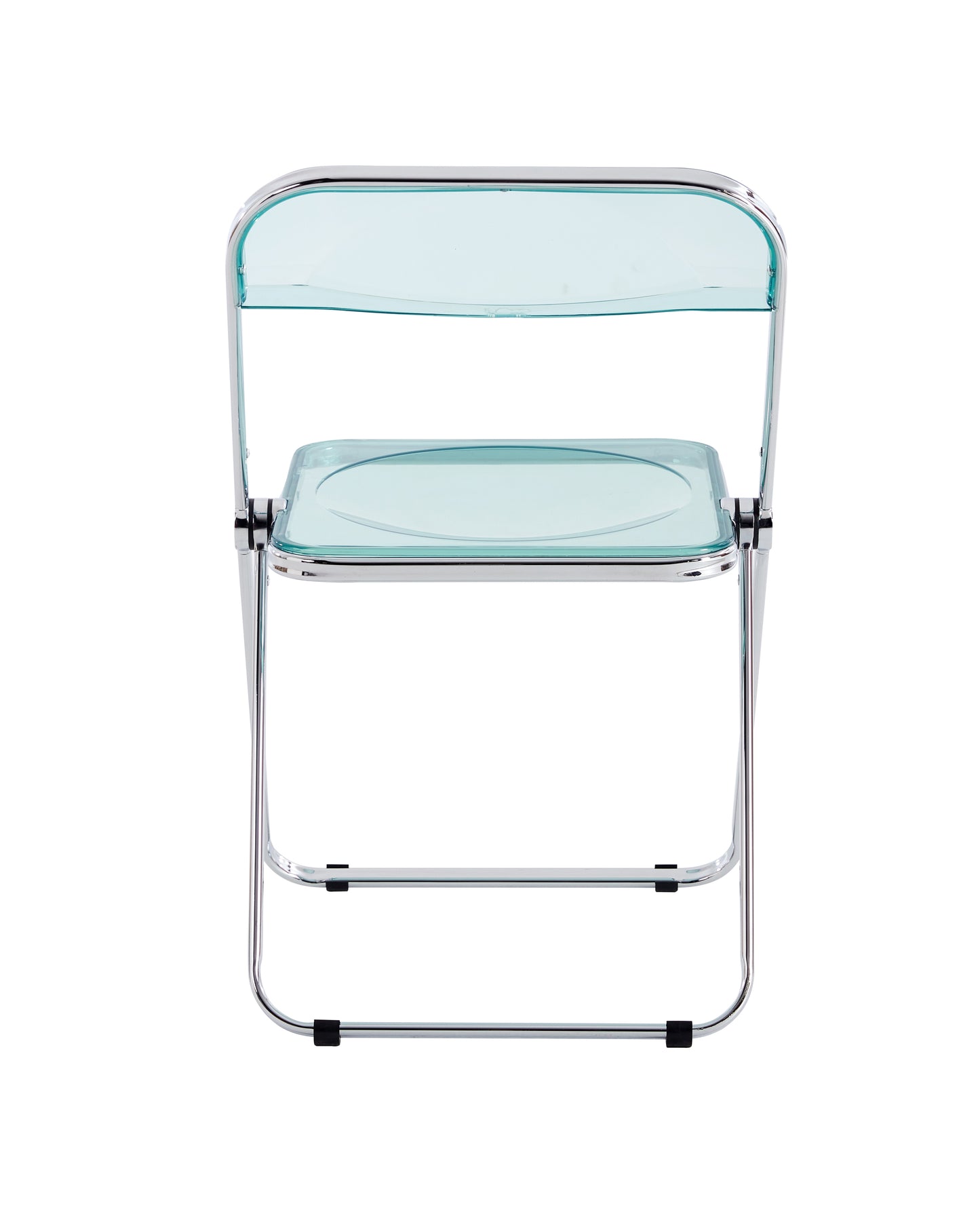 Light Blue Clear Transparent Folding Chair Plastic Living Room Seat Comfortable Space-Saving Design