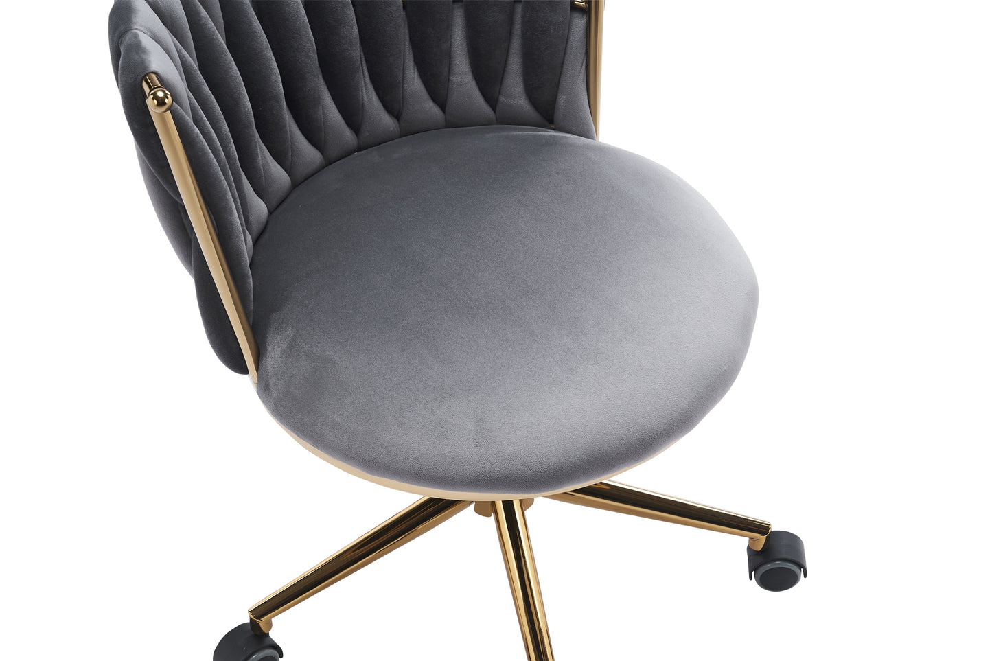 Ergonomic Dark Grey Upholstered Office Desk Chair with Adjustable Swivel Wheels for Home and Study