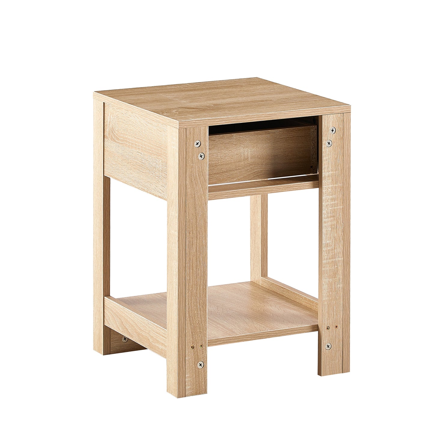 15.75 Inch Rattan End Table with Drawer Modern Nightstand Side Table for Living Room Bedroom Natural Design