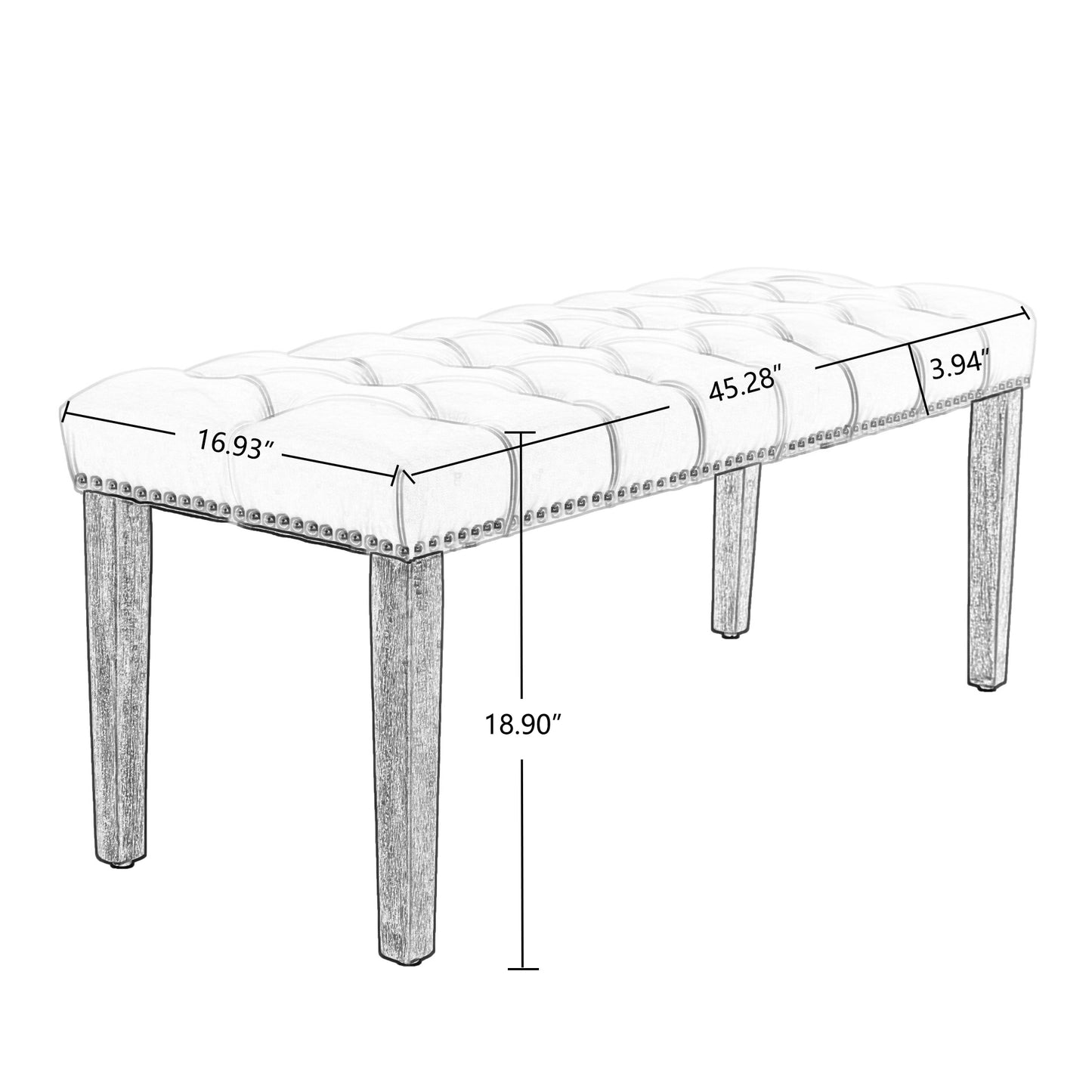 Heng Ming Upholstered Tufted Bench Ottoman , Velvet Dining Bench Bedroom Bench Footrest Stool Accent Bench for Entryway Dining Room Living Room, Blue