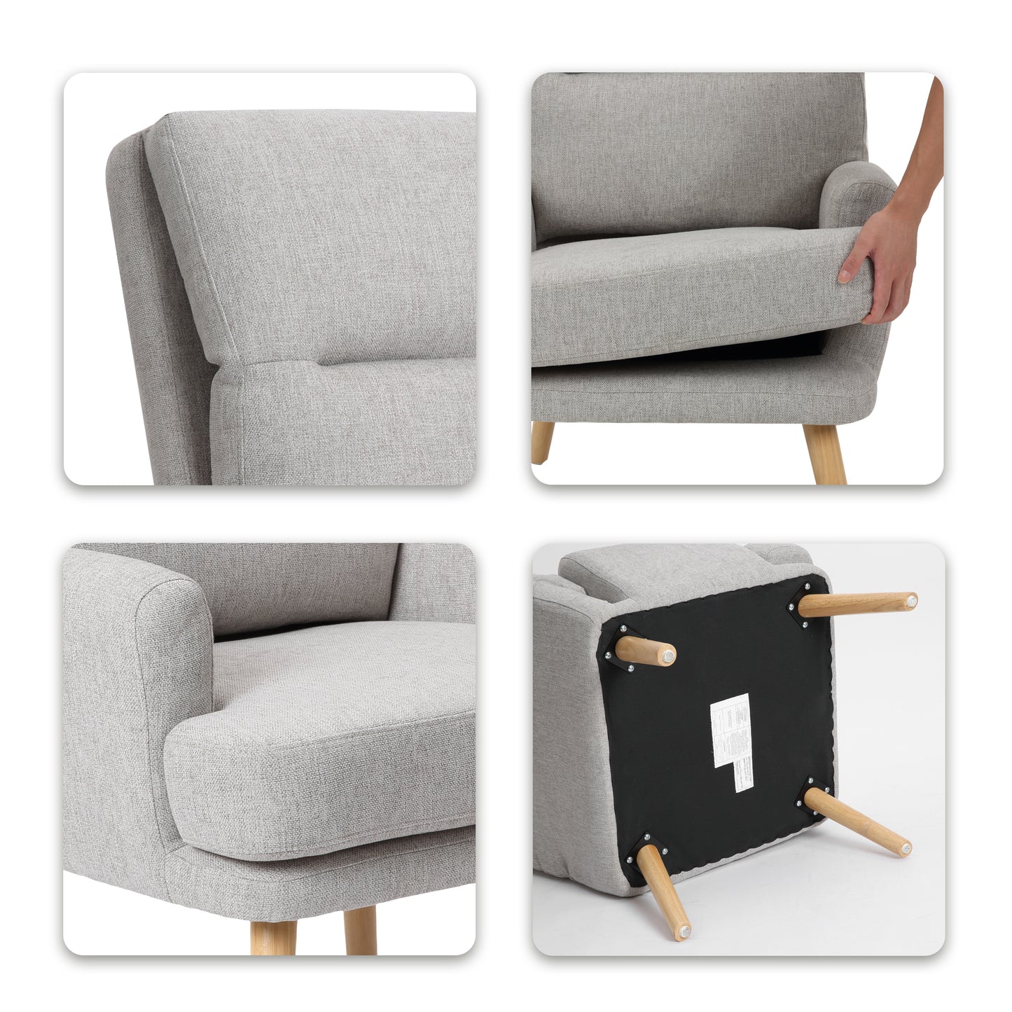 Mid Century Modern Accent Chair and Ottoman Set with Adjustable Backrest for Living Room Bedroom and Study