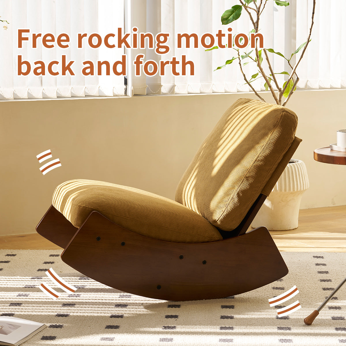 Elegant Upholstered Glider Rocking Chair with Solid Wood Frame for Living Room Nursery and Bedroom Relaxation