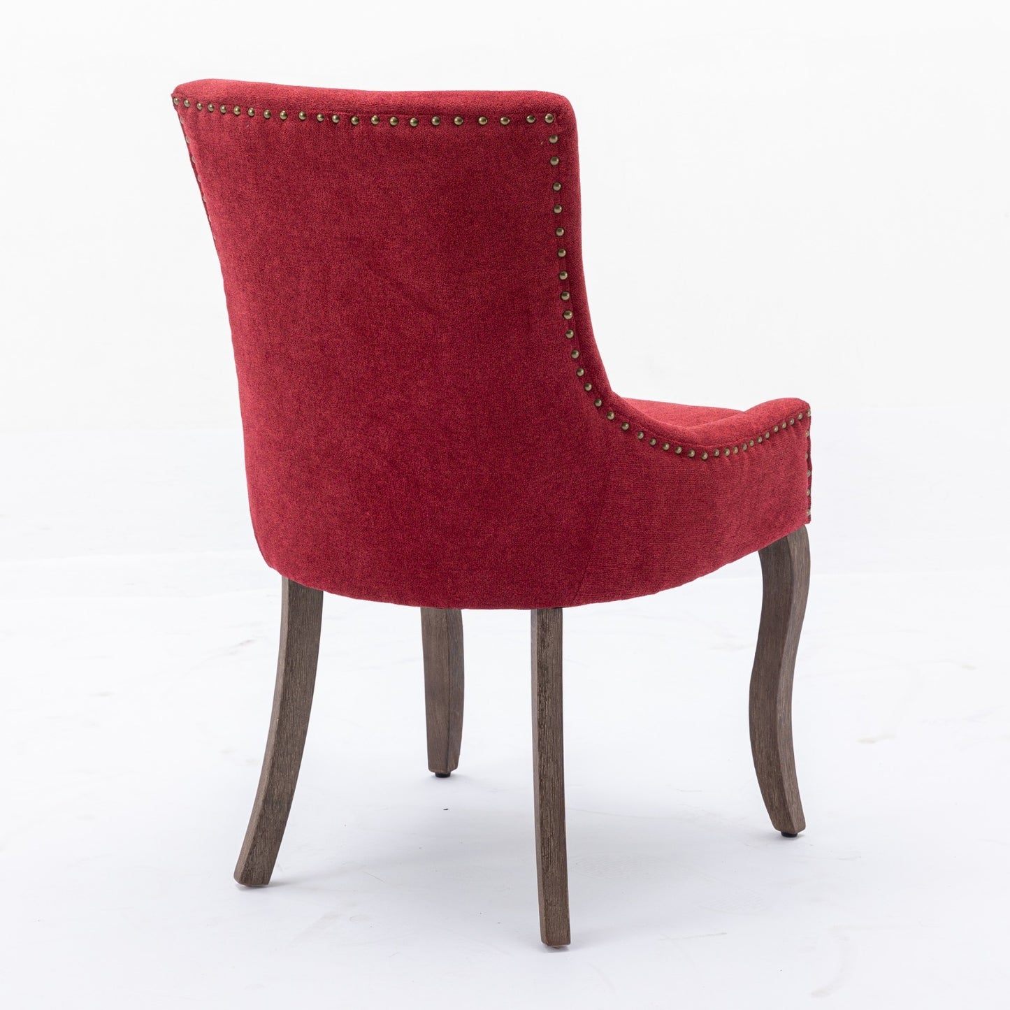 Ultra Side Dining Chair,Thickened fabric chairs with neutrally toned solid wood legs,Bronze nail head,Set of 2,Wine Red,Burgundy,SW1807WR