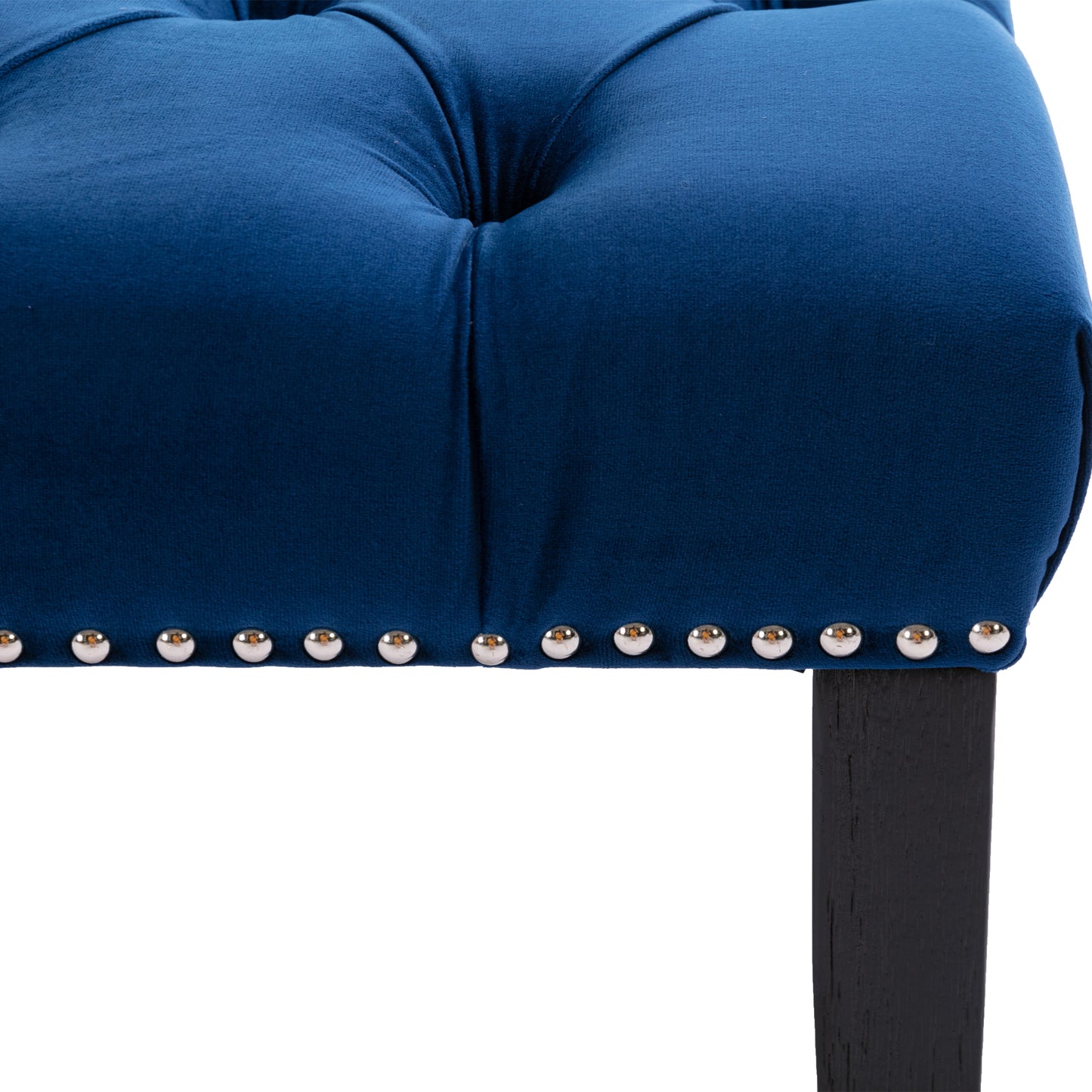 Heng Ming Upholstered Tufted Bench Ottoman , Velvet Dining Bench Bedroom Bench Footrest Stool Accent Bench for Entryway Dining Room Living Room, Blue