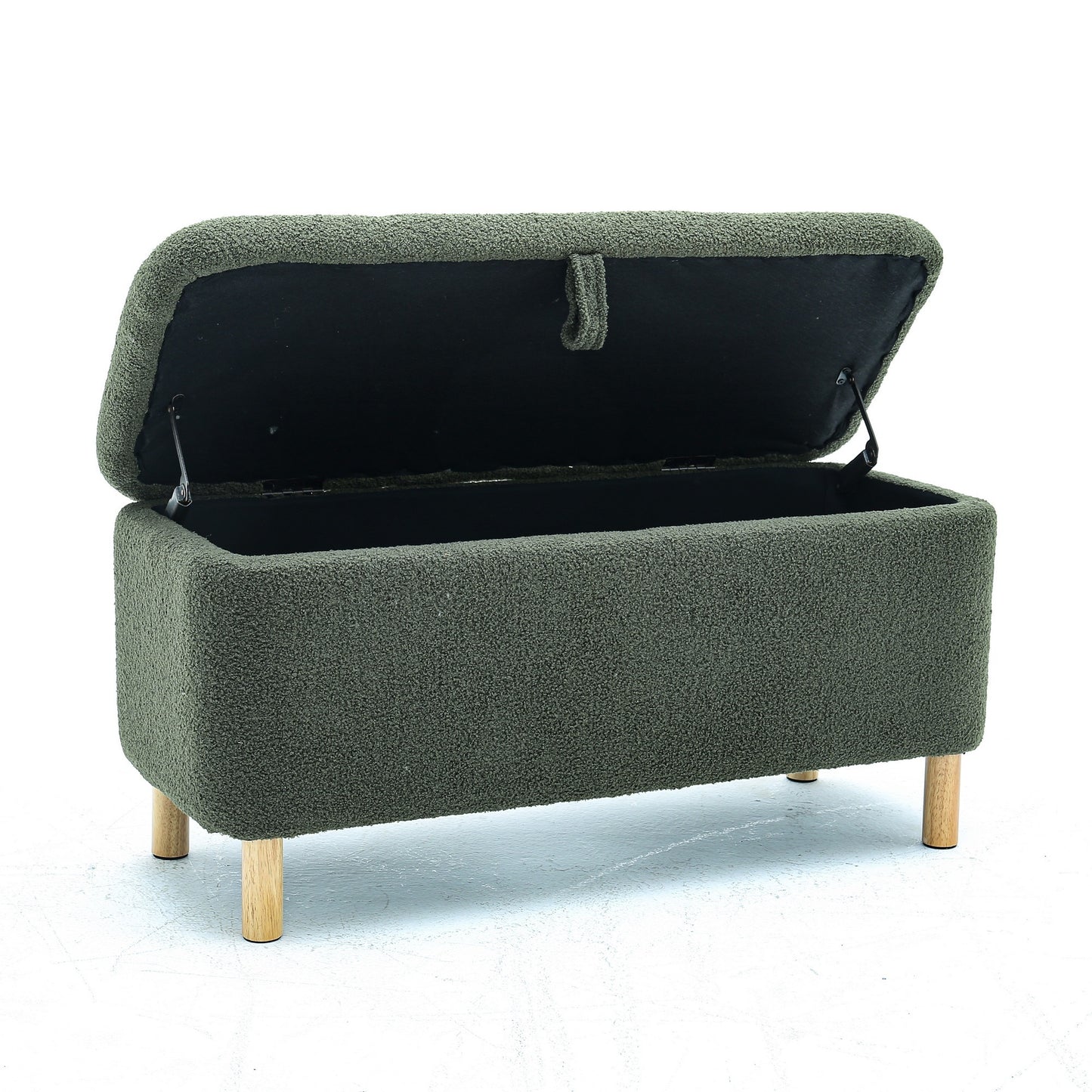 Upholstered Storage Ottoman Entryway Bench Green Modern Design for Living Room Bedroom Organization