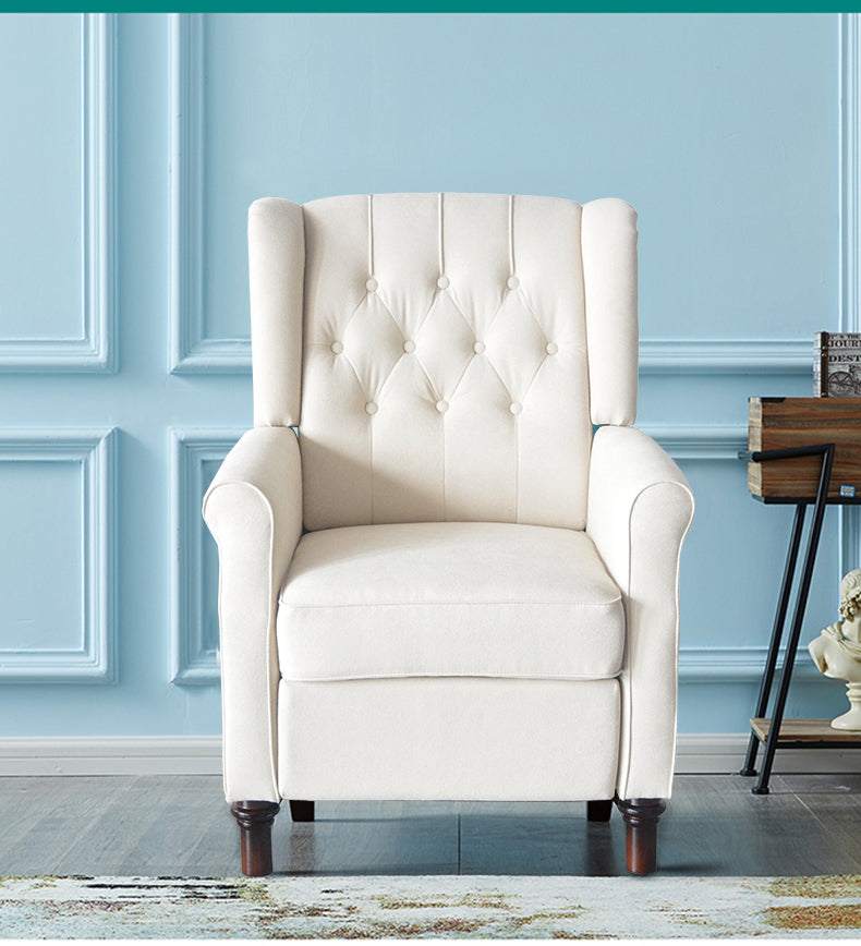 Modern Beige Reclining Armchair with Adjustable Back and Padded Cushion for Living Room and Bedroom