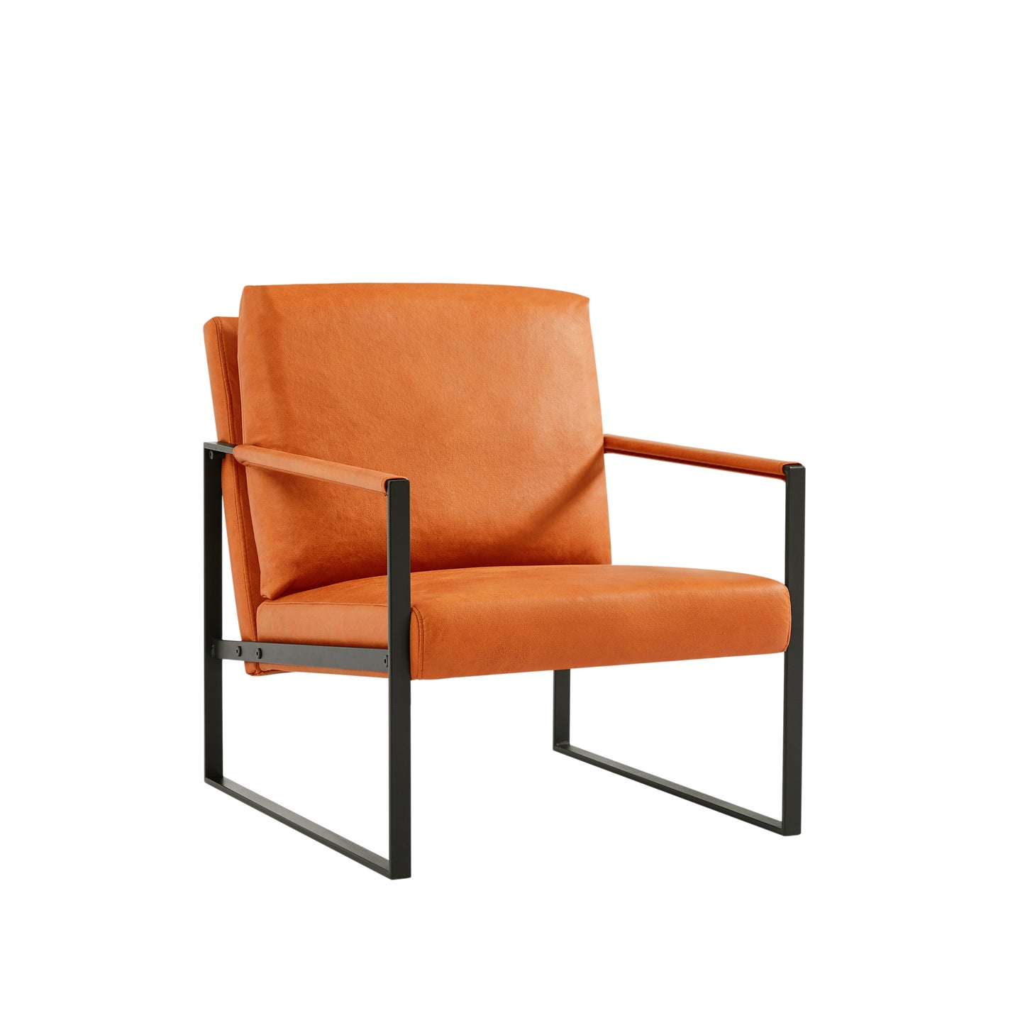 Lounge, living room, office or the reception area PVC leather accent arm chair with Extra thick padded backrest and seat cushion sofa chairs,Non-slip adsorption feet,sturdy metal frame,Orange