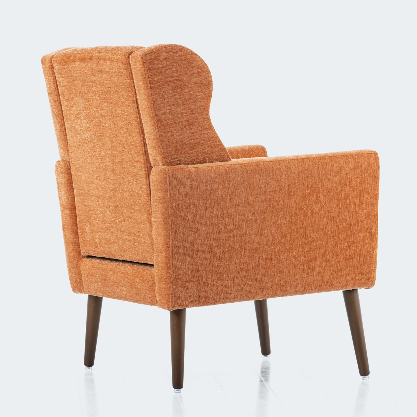 Orange Chenille Accent Chair for Living Room Soft Padded Armchair with Pillow Solid Wood Legs Ideal for Small Spaces