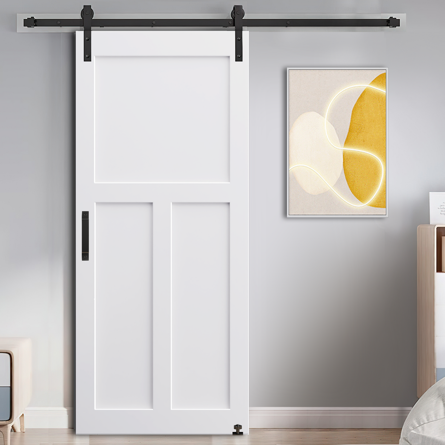 36x84 T Style Real Primed Door Slab Modern Interior Barn Door Waterproof Anti-Deformation Pre-Drilled DIY Panel Door