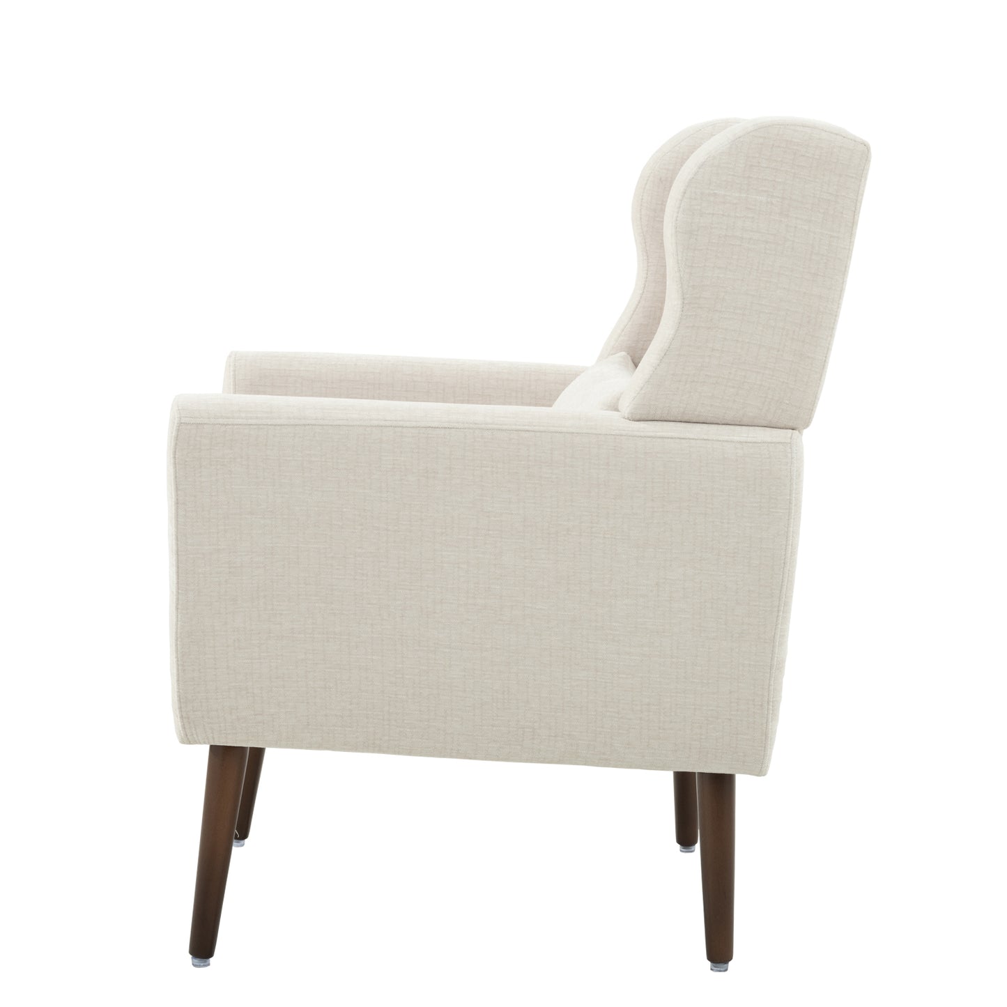 Modern Accent Chair Upholstered Foam Filled Comfy Reading Chair Mid Century Chenille Fabric Lounge Armchair for Living Room Bedroom Beige