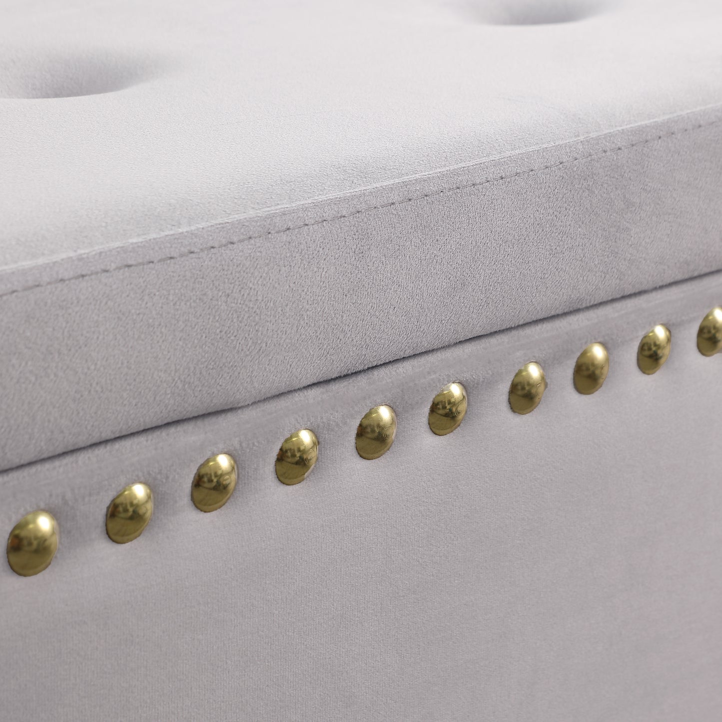 Large Storage Benches with Nailhead Trim Tufted Velvet 2 in 1 Combination for Living Room Entryway Hallway Bedroom Gold Legs 250lbs Capacity