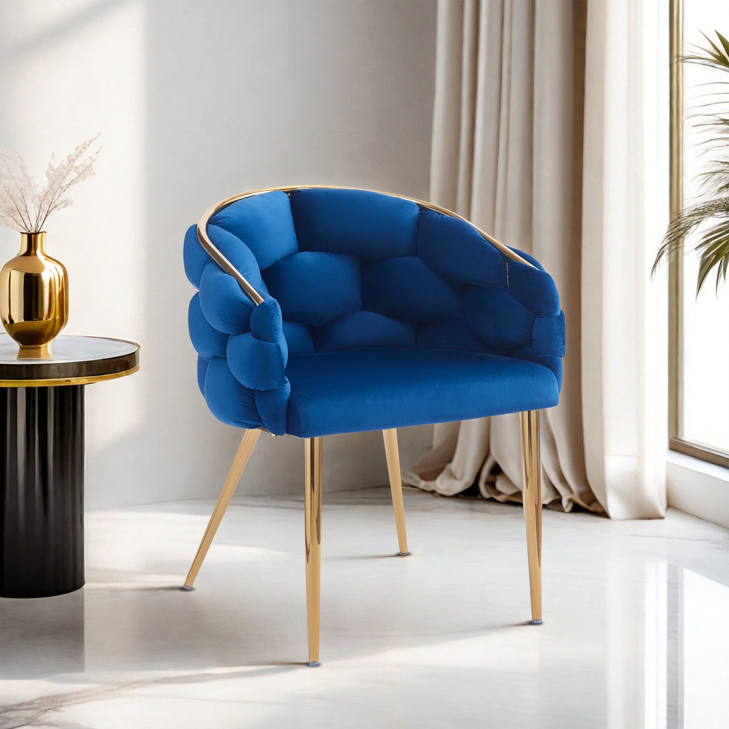 Luxury Handmade Accent Chair with Gold Legs, Modern Velvet Armchair for Living Room and Bedroom