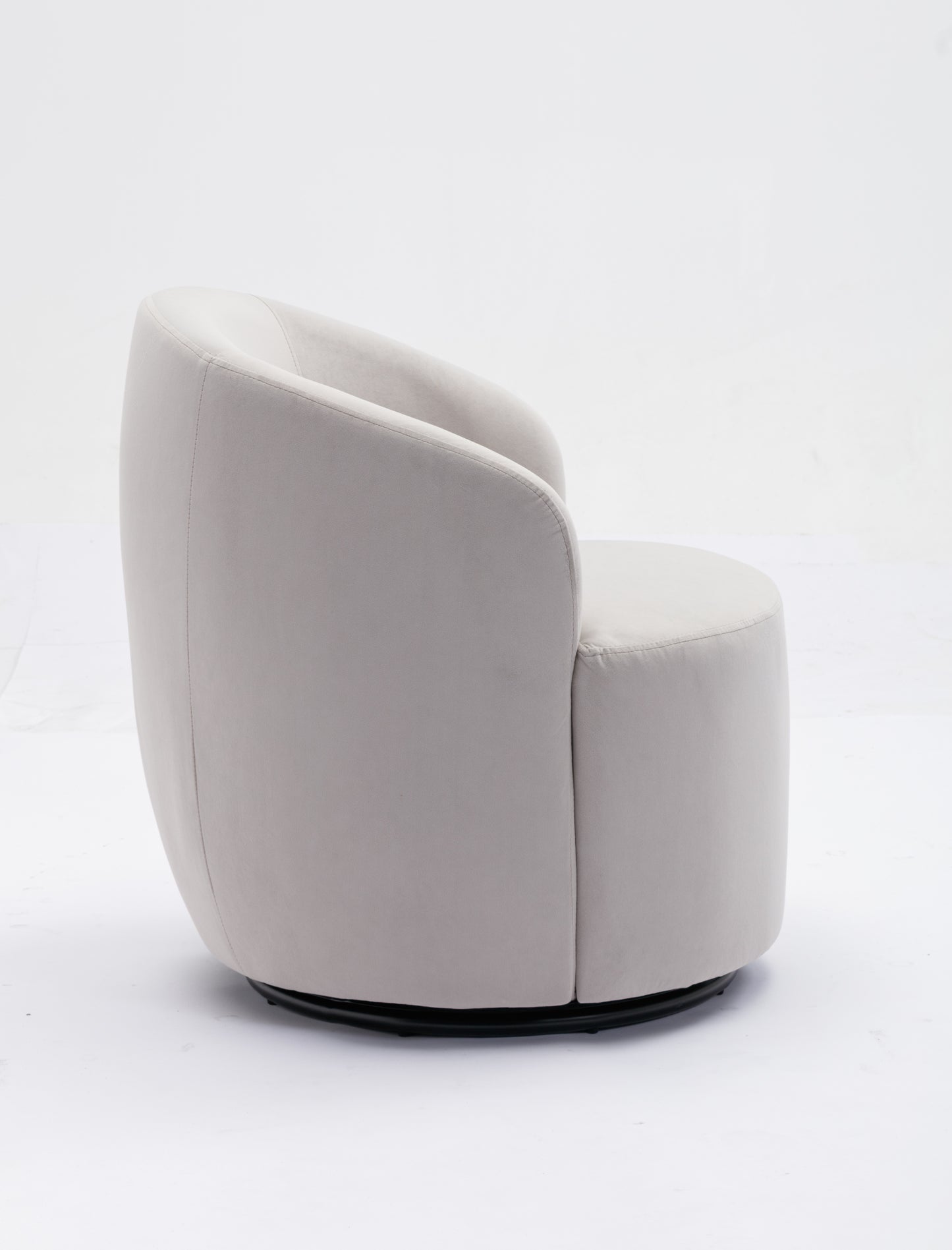 Velvet Fabric Swivel Accent Armchair Barrel Chair With Black Powder Coating Metal Ring,Gray