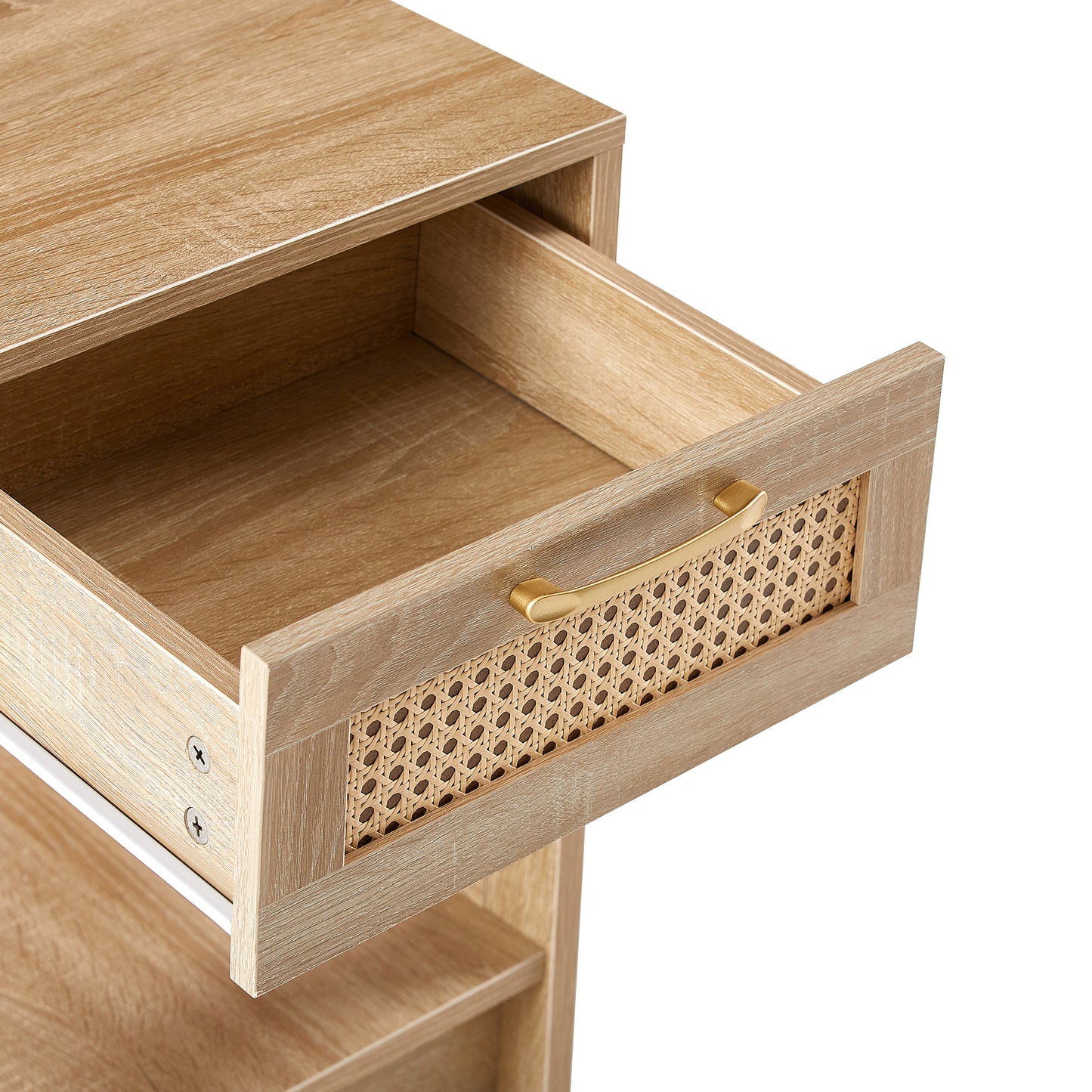 15.75 Inch Rattan End Table with Drawer Modern Nightstand Side Table for Living Room Bedroom Natural Design