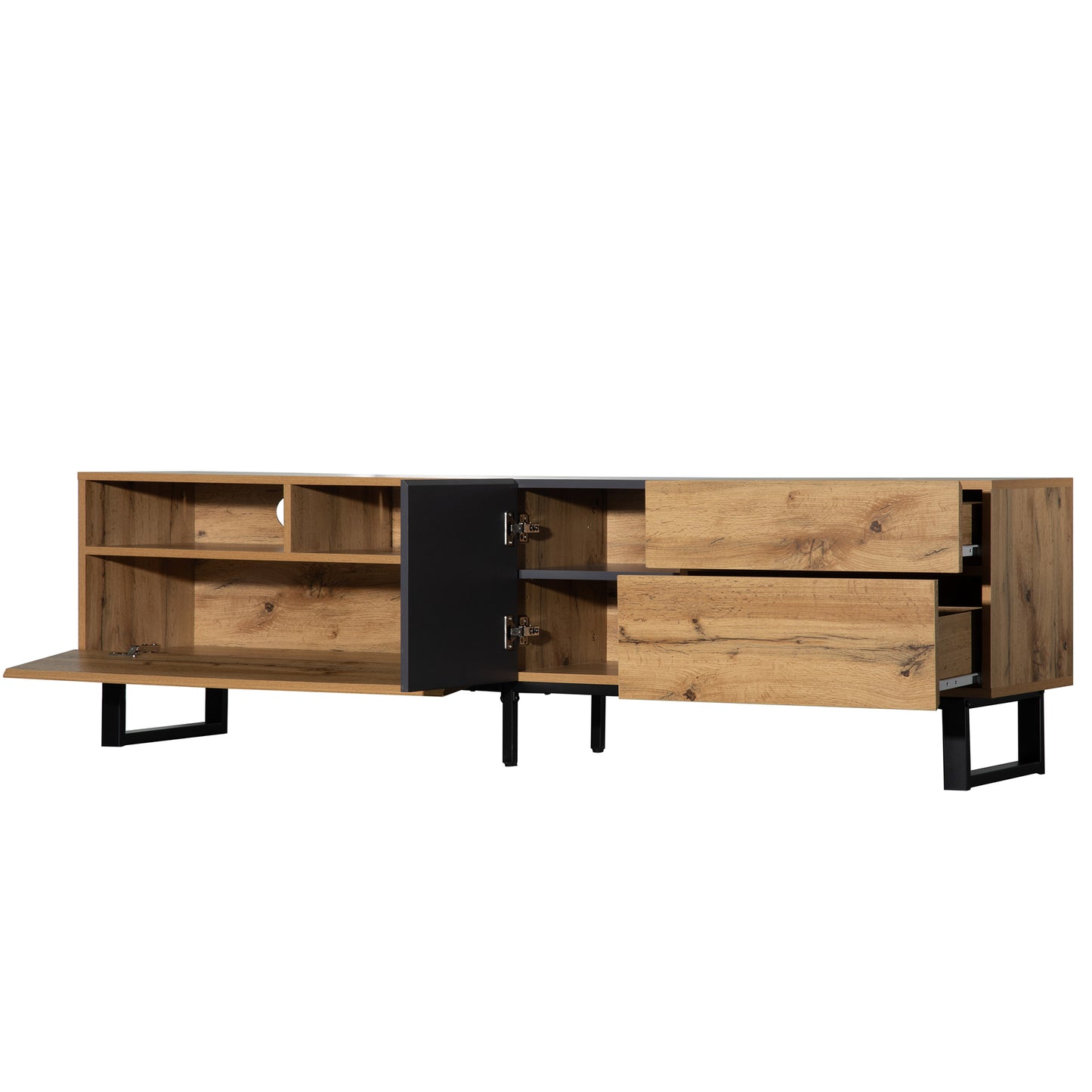 Elegant Modern TV Stand for 80 Inch TV with Double Storage Media Console Entertainment Center and Drop Down Door