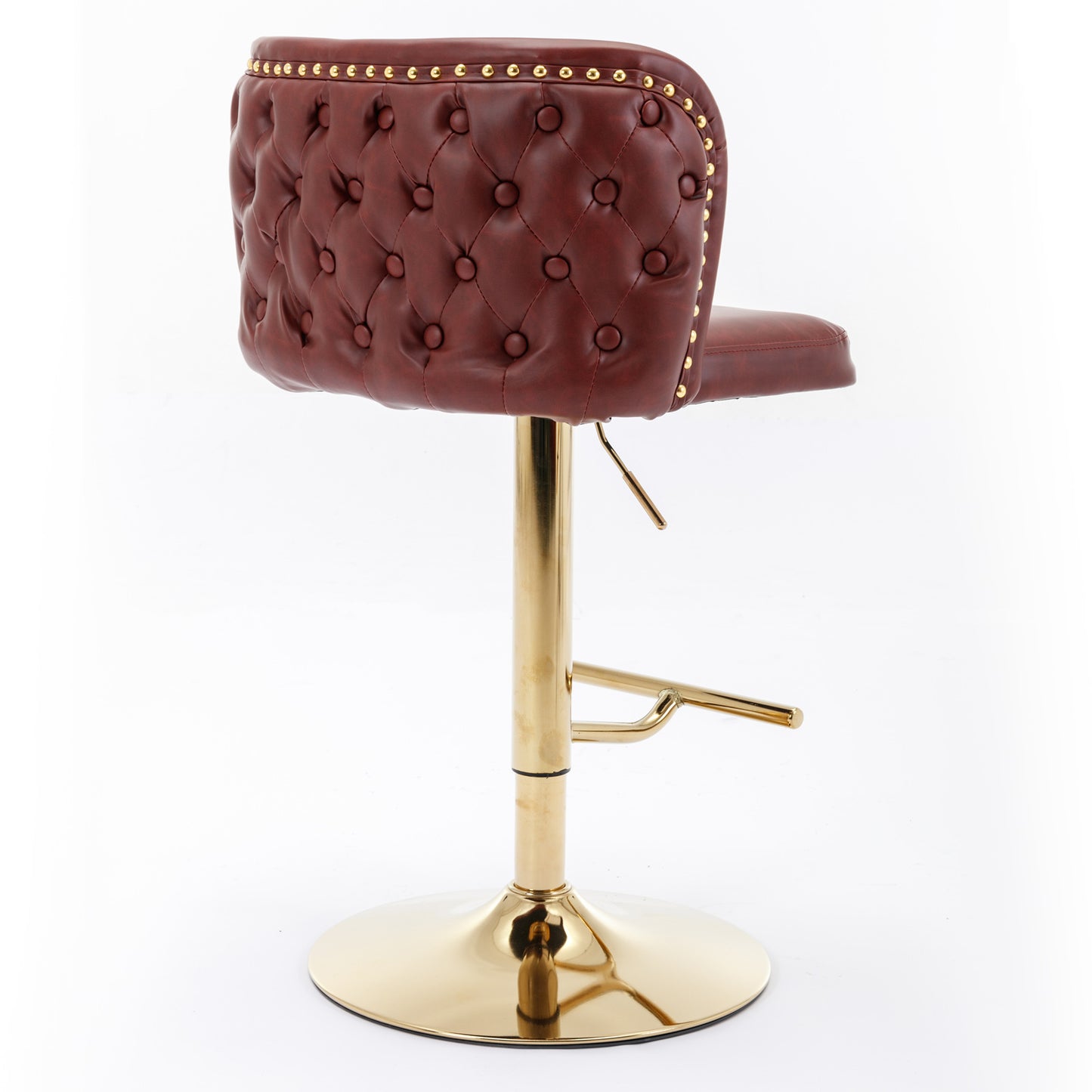 A&A Furniture,Swivel Barstools Adjusatble Seat Height, Modern PU Upholstered Bar Stools with the whole Back Tufted, for Home Pub and Kitchen Island(Wine Red, Burgundy, Set of 2)