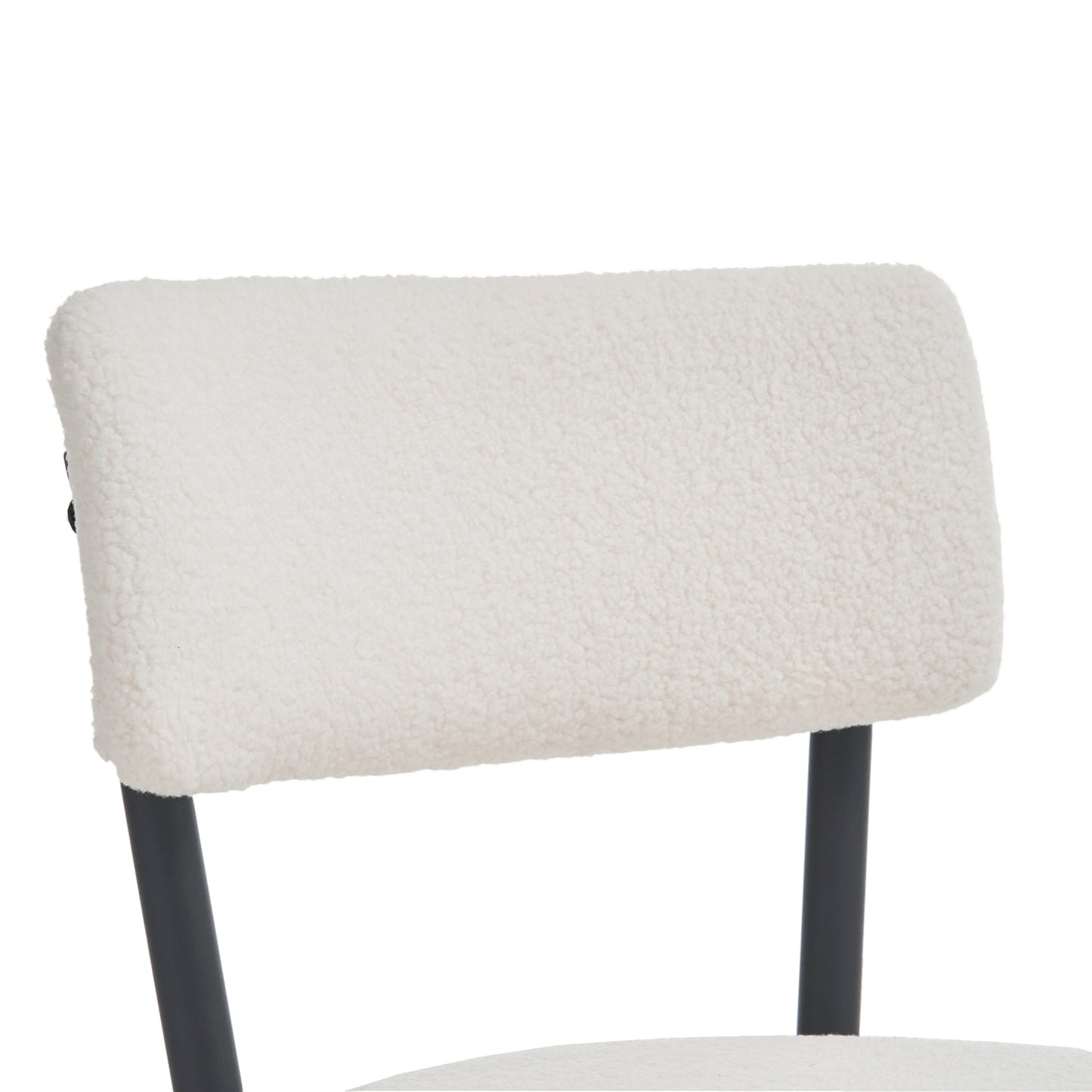 Beige Modern Teddy Fabric Bar Stools Set of 2 Stylish Metal Base High Seating for Kitchen Dining Living Room