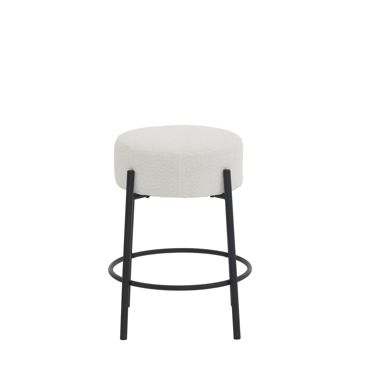 Set of 2 24 Inch Tall Round Upholstered Bar Stools for Kitchen and Coffee Shops Contemporary Design