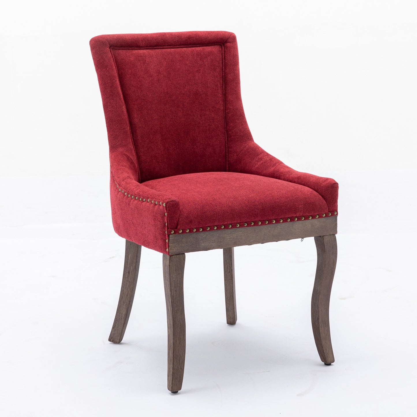 Ultra Side Dining Chair,Thickened fabric chairs with neutrally toned solid wood legs,Bronze nail head,Set of 2,Wine Red,Burgundy,SW1807WR
