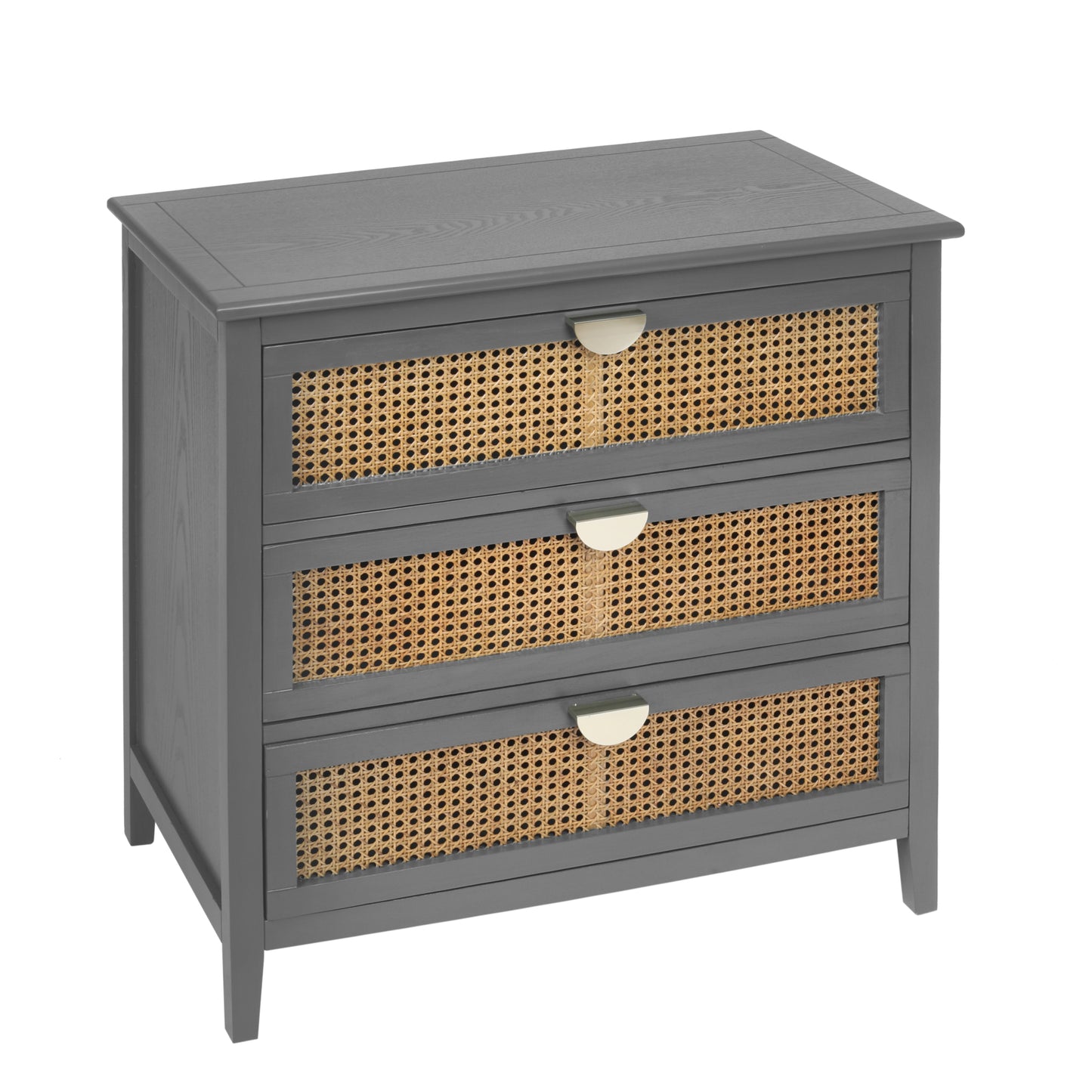 3 Drawer Cabinet with Natural Rattan - Stylish Wooden Storage Unit for Bedroom, Living Room, and Study Furniture
