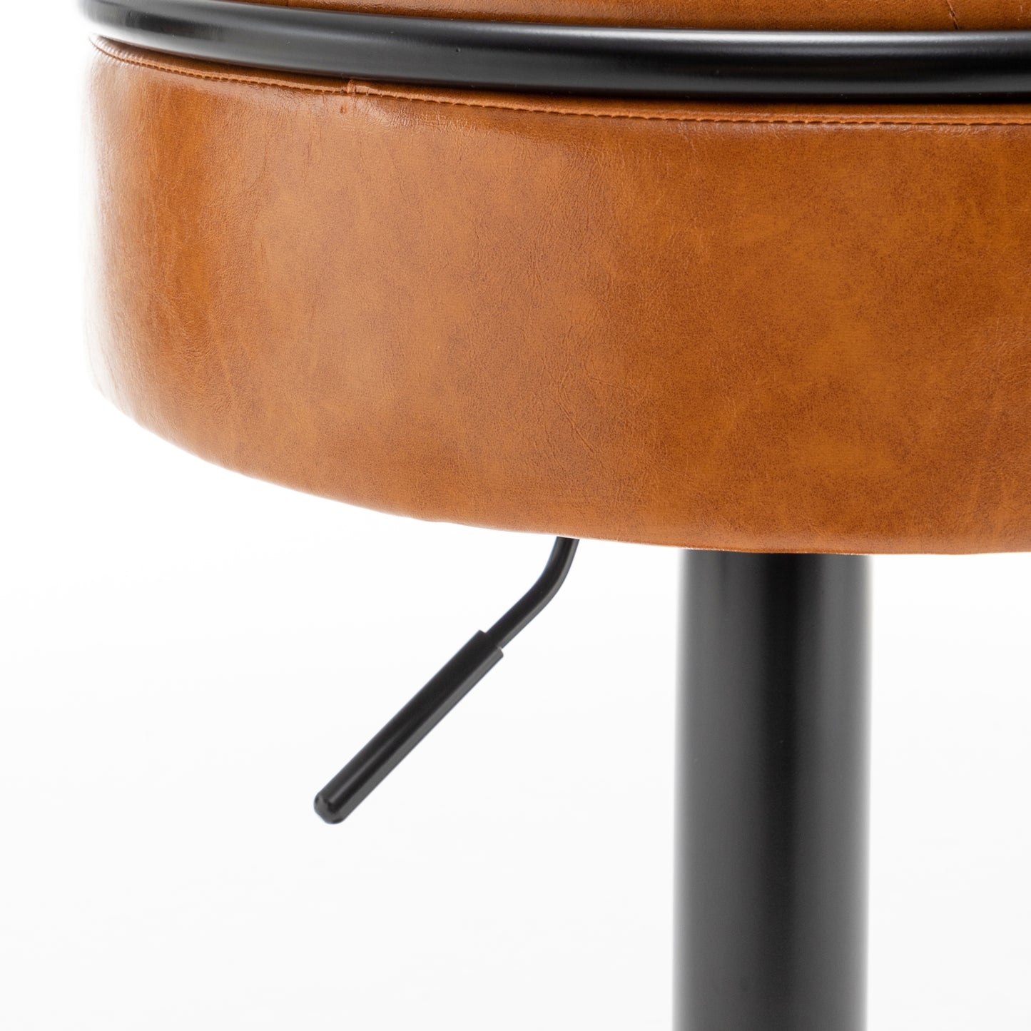 Adjustable Brown Faux Leather Bar Stool Set of 2 360° Swivel Armless Counter Height Chairs for Kitchen Dining Living Room