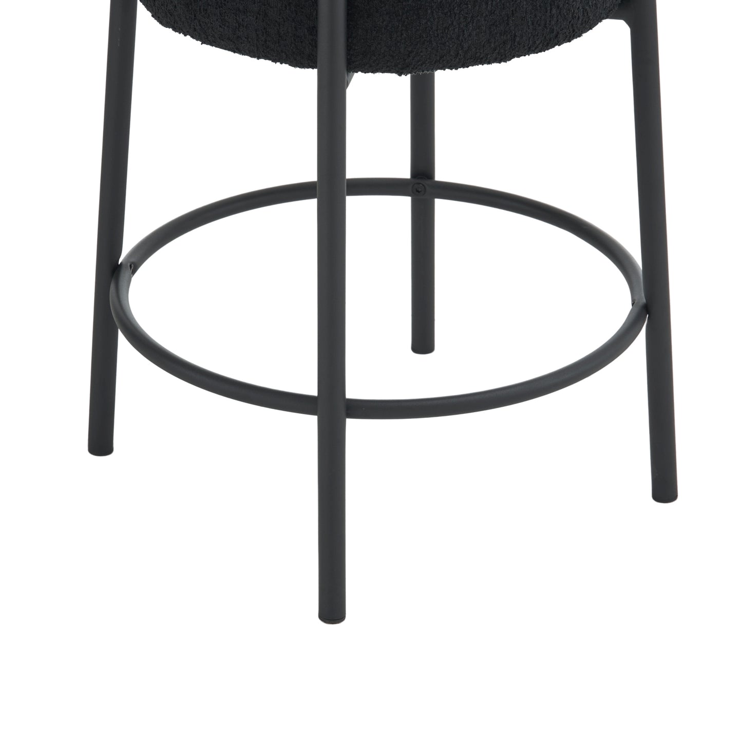 Set of 2 24 Inch Tall Round Upholstered Bar Stools for Kitchen and Coffee Shops Contemporary Design