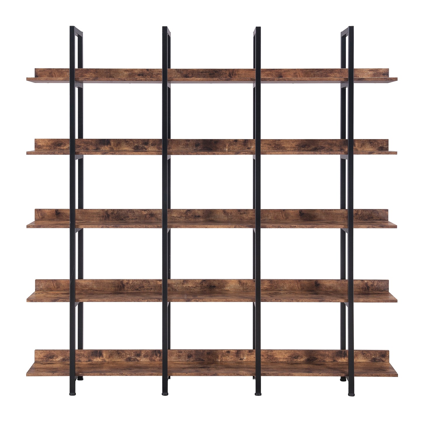 5 Tier Open Bookshelf Vintage Industrial Style Metal Frame MDF Board Home Office Storage Shelf