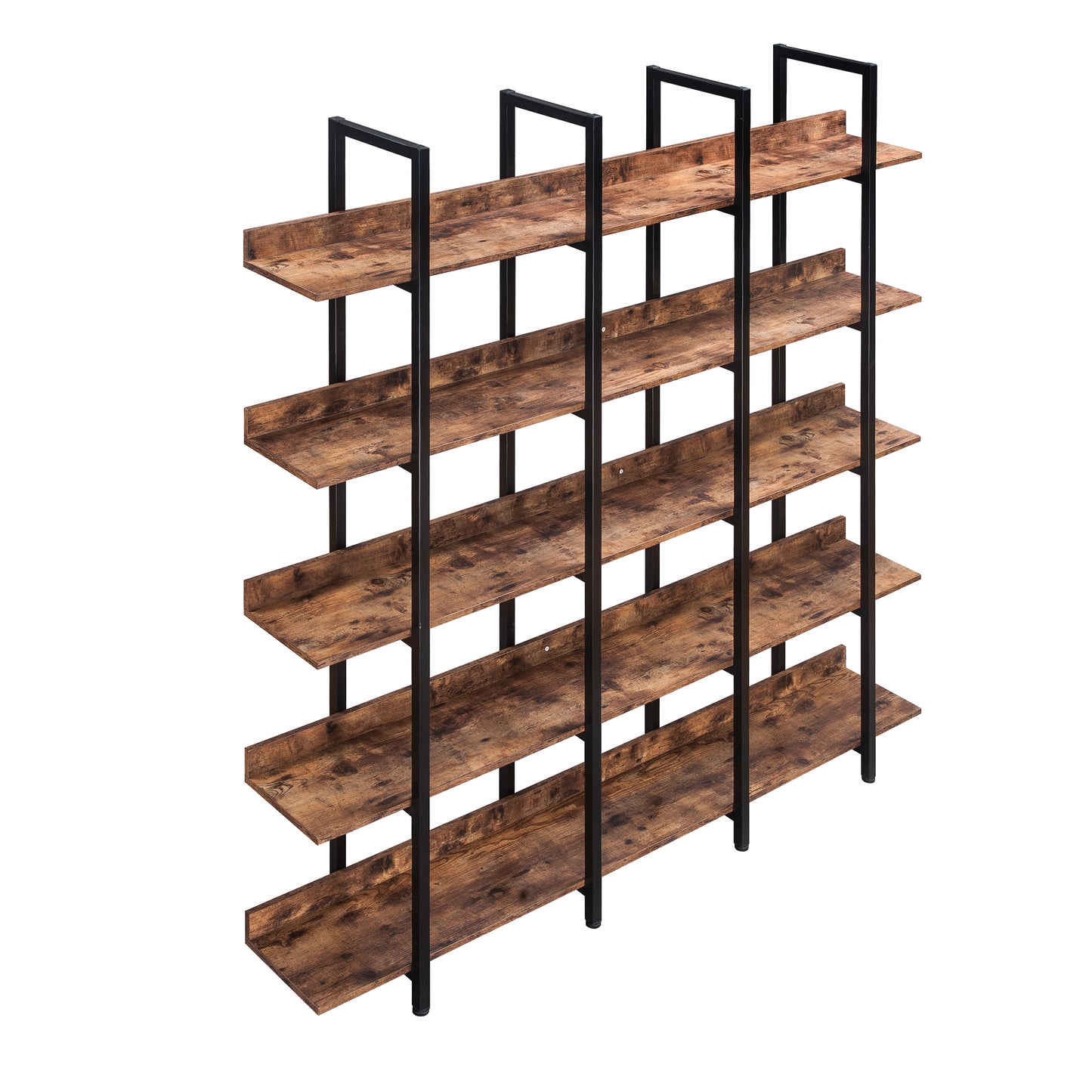 5 Tier Open Bookshelf Vintage Industrial Style Metal Frame MDF Board Home Office Storage Shelf