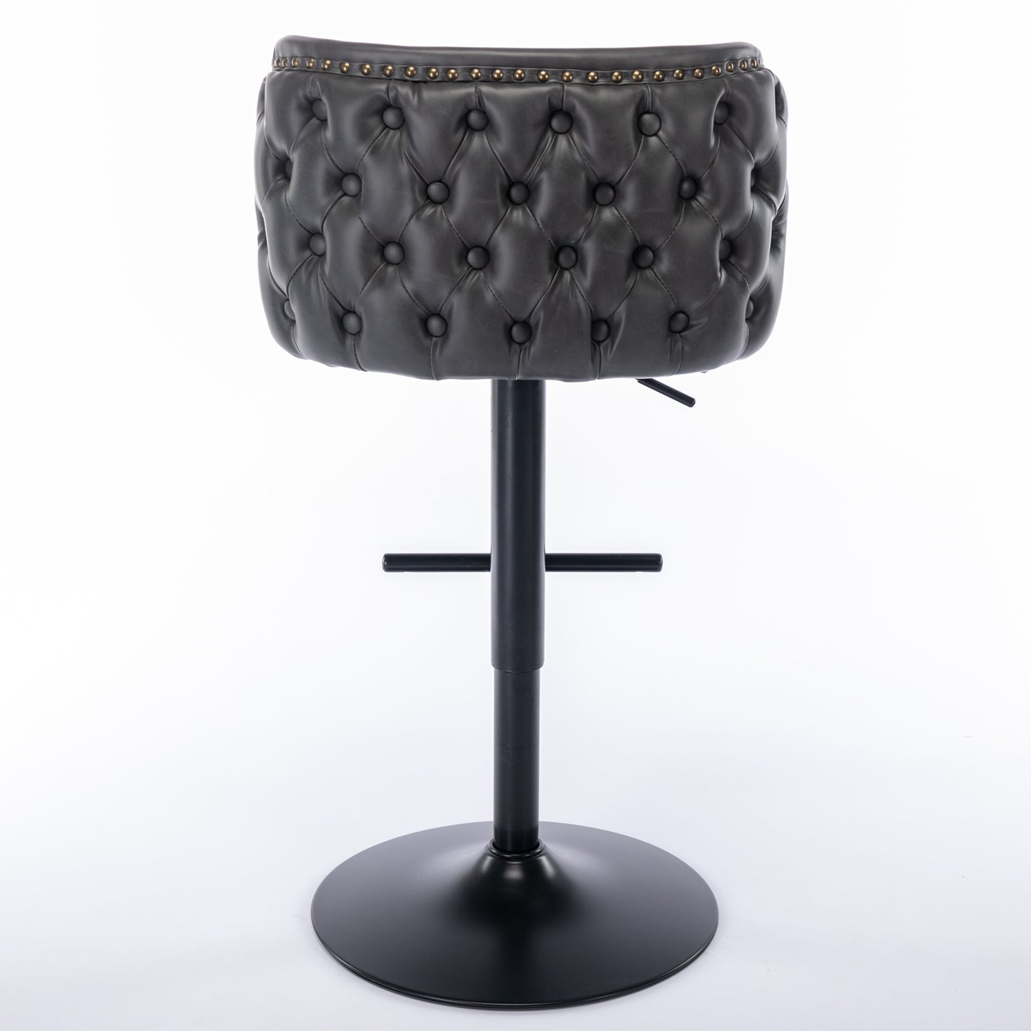 A&A Furniture,Swivel Barstools Adjusatble Seat Height, Modern PU Upholstered Bar Stools with the whole Back Tufted, for Home Pub and Kitchen Island(Dark Gray, Set of 2)