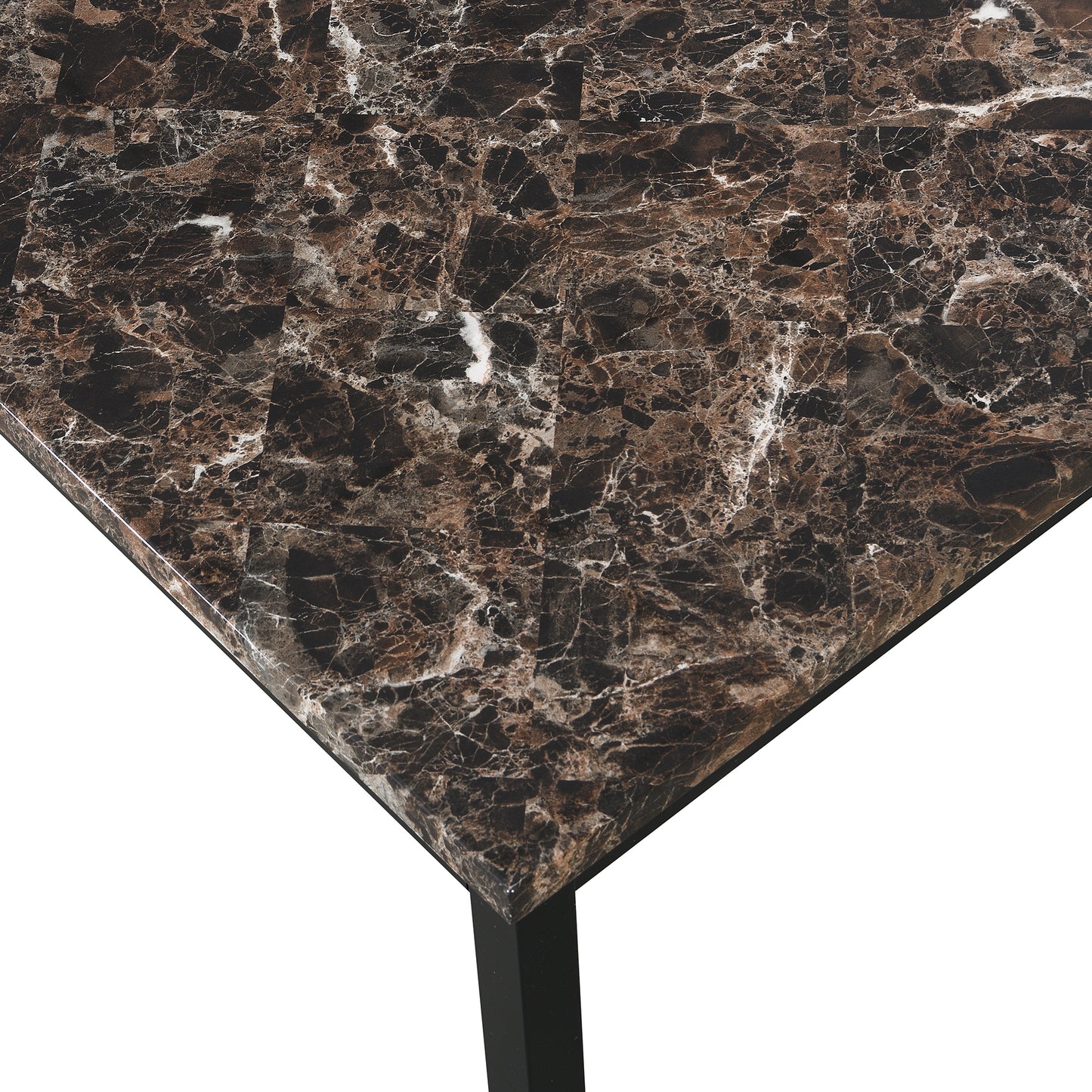 Faux Marble Top Metal Frame Dinette Table for Dining Room Kitchen Modern Design