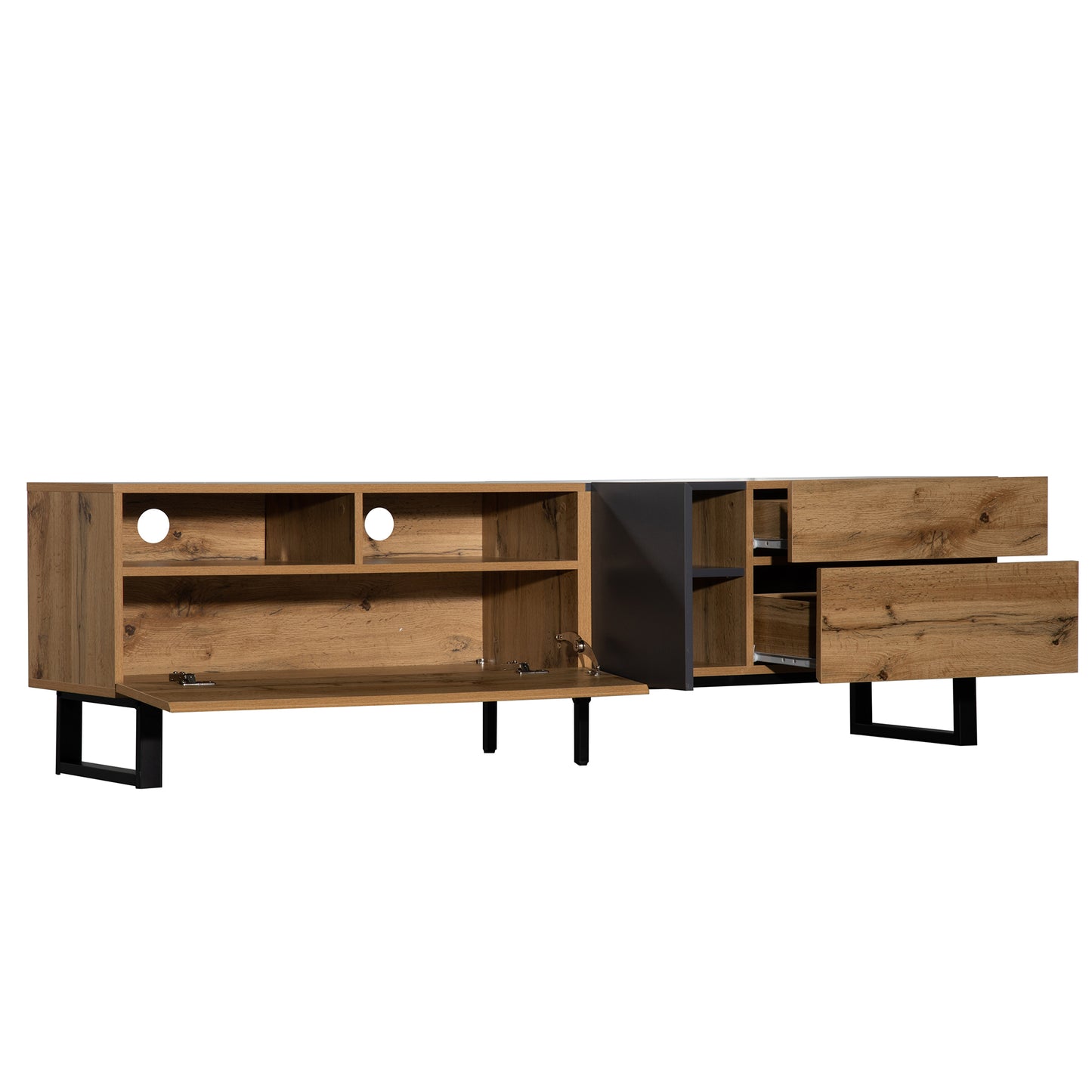 Elegant Modern TV Stand for 80 Inch TV with Double Storage Media Console Entertainment Center and Drop Down Door