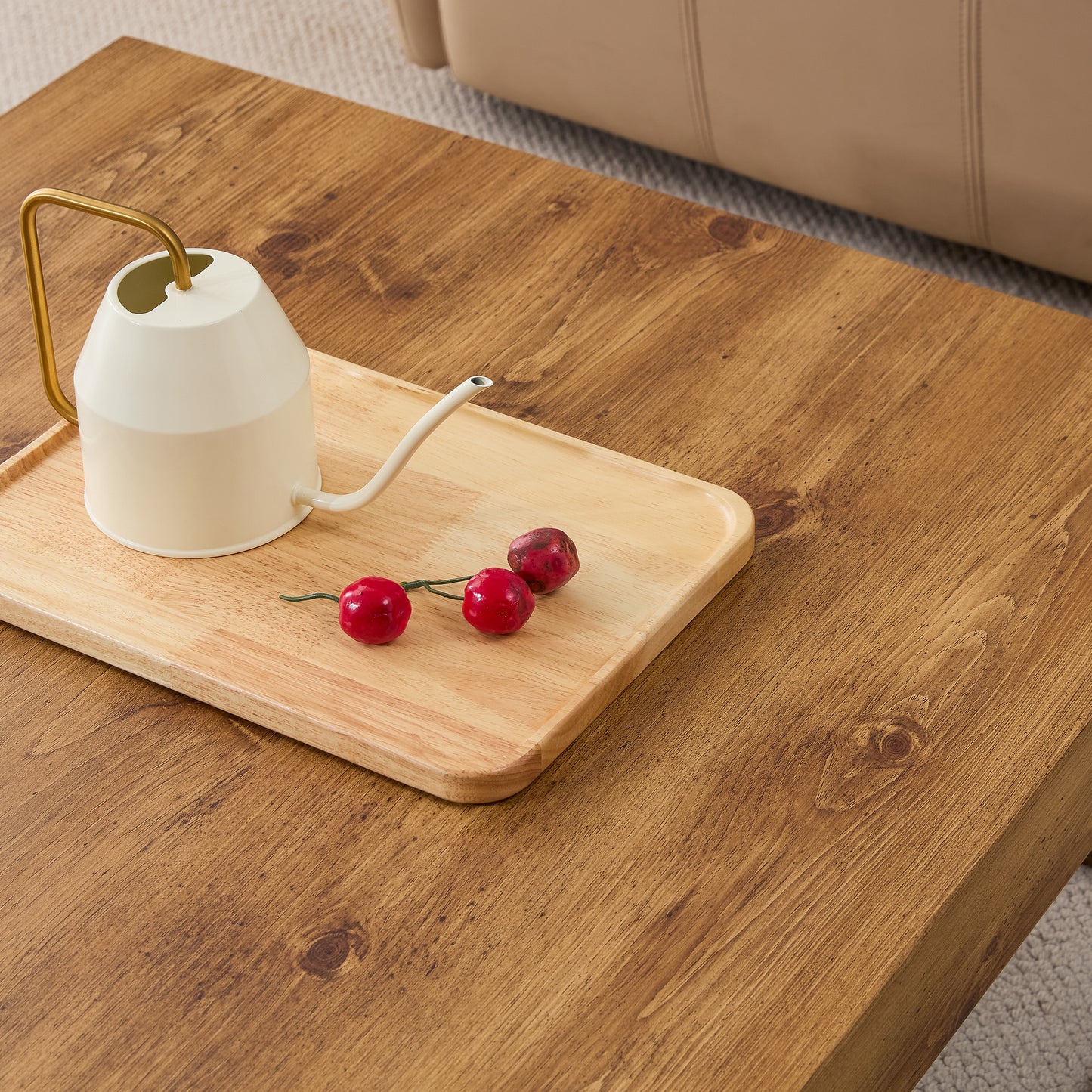 Modern Rectangular Coffee Table Dining Table MDF Top Metal Legs 31.5 Inch Suitable for Restaurants Living Rooms