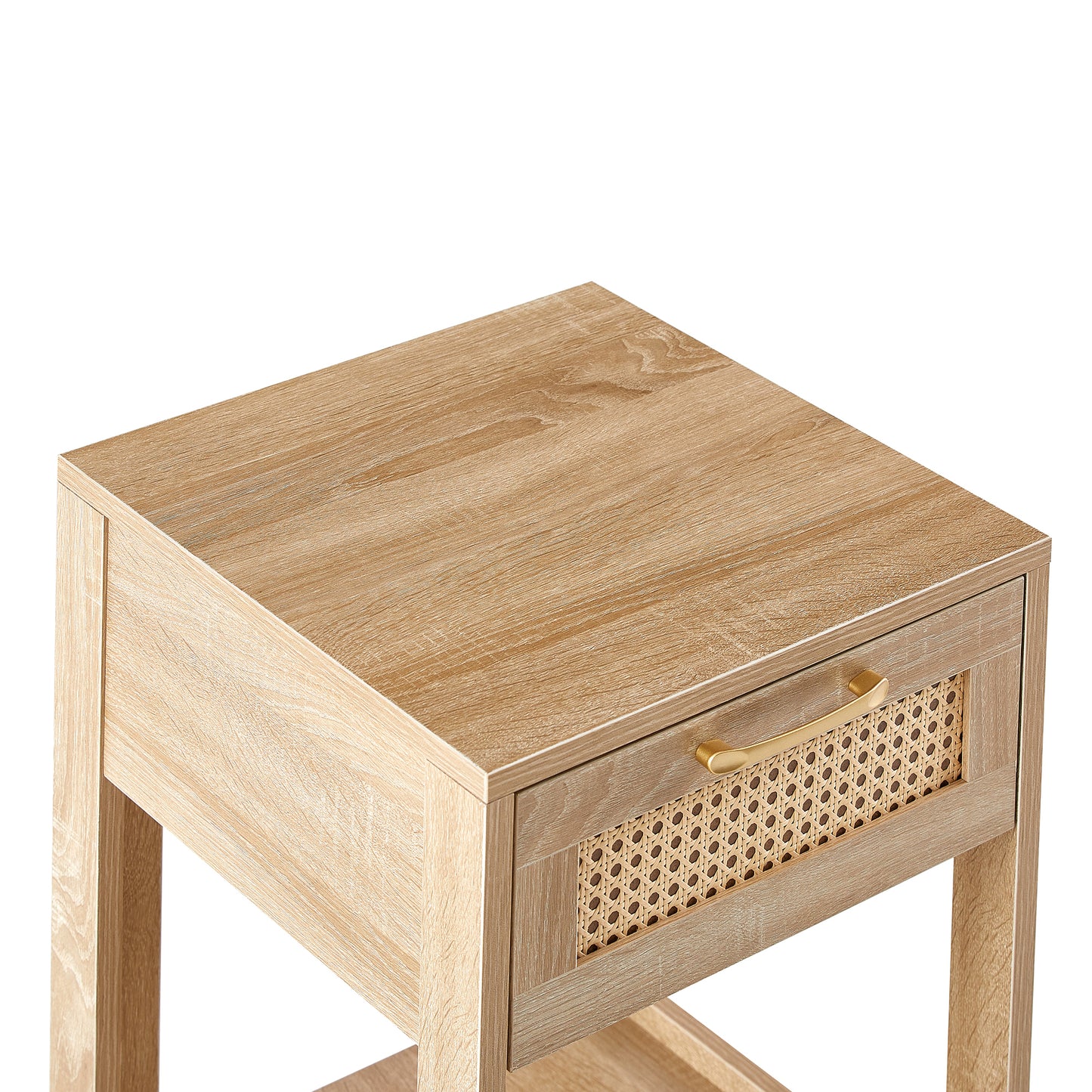 15.75 Inch Rattan End Table with Drawer Modern Nightstand Side Table for Living Room Bedroom Natural Design