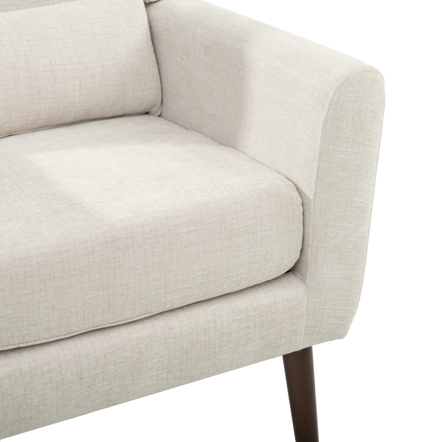 Modern Accent Chair Upholstered Foam Filled Comfy Reading Chair Mid Century Chenille Fabric Lounge Armchair for Living Room Bedroom Beige