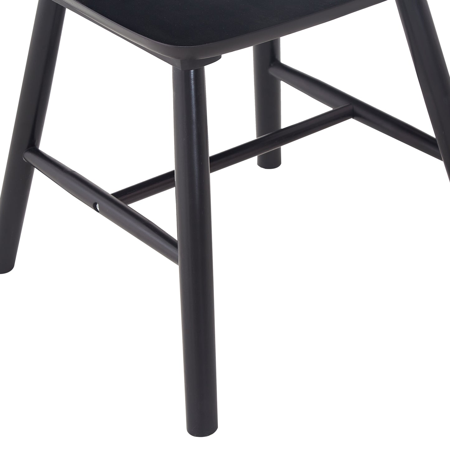 Black Rubber Wood Dining Chairs Set of 4 Simple Natural Solid Wood Living Room Seating