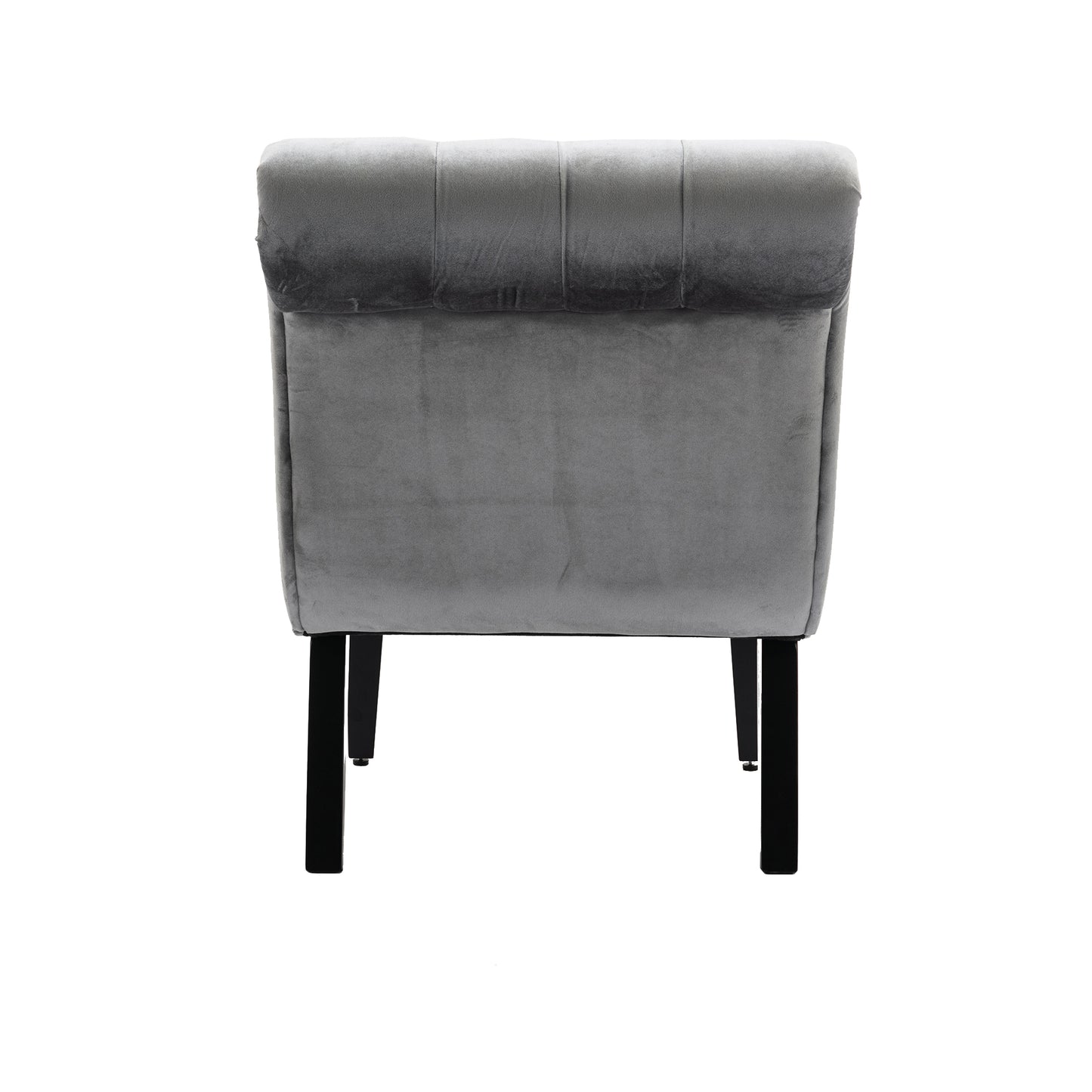 Modern Velvet Armless Accent Chair Upholstered Fabric Comfortable Leisure Chair with Wooden Legs for Living Room Bedroom Office Silver