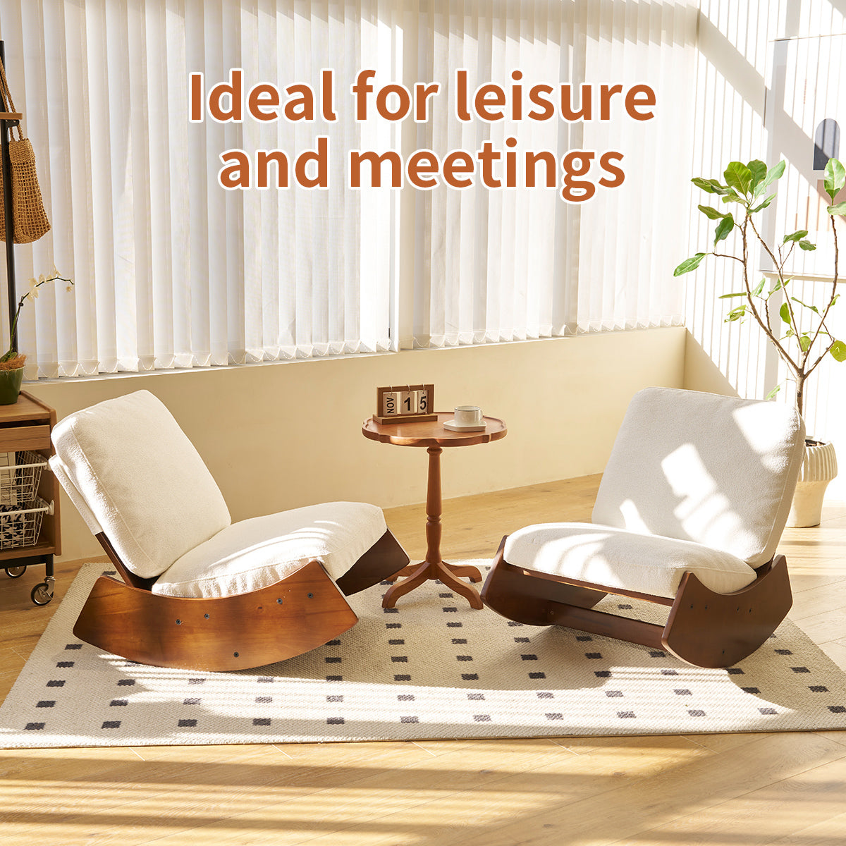 Elegant Upholstered Glider Rocking Chair with Solid Wood Frame for Living Room Nursery and Bedroom Relaxation