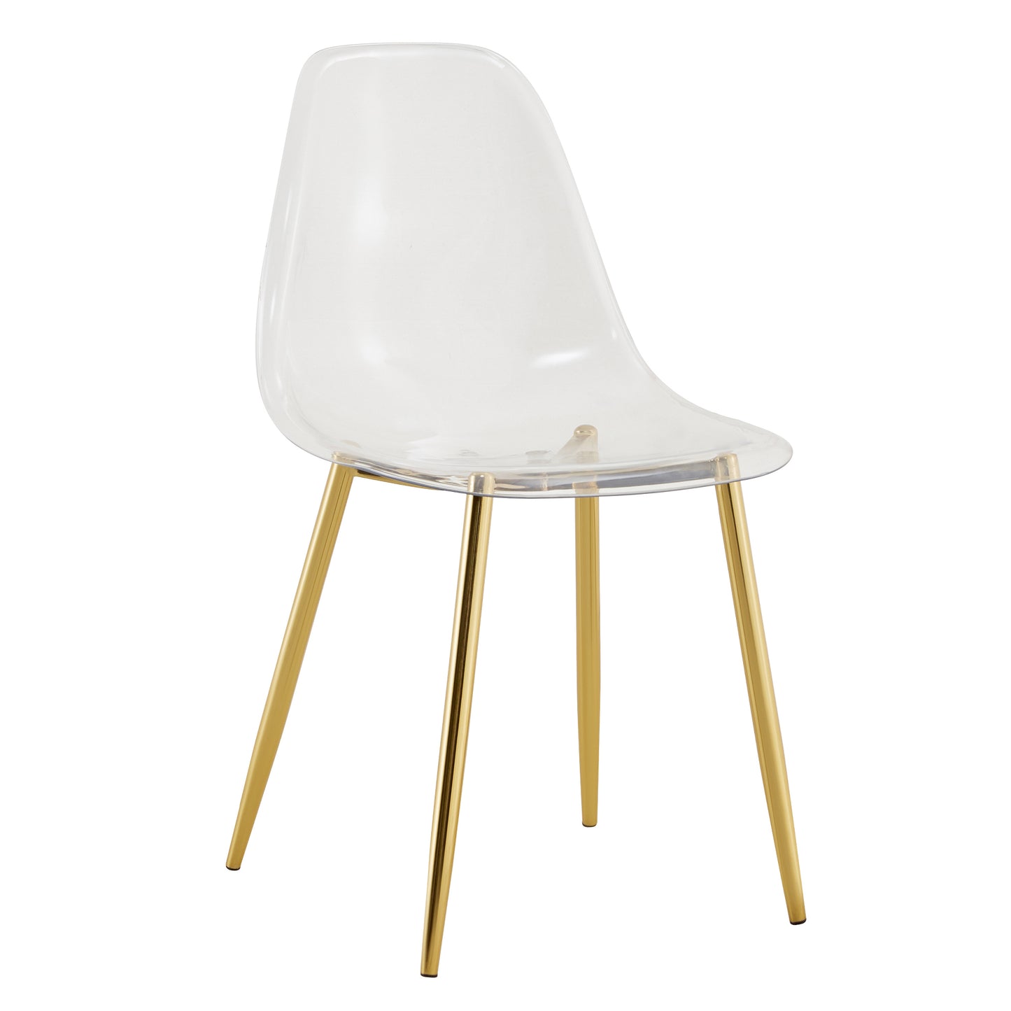 Modern Minimalist Transparent Dining Chair Set with Gold-Plated Metal Legs - Nordic Armless Crystal Makeup Stools 6-Piece TW-1200
