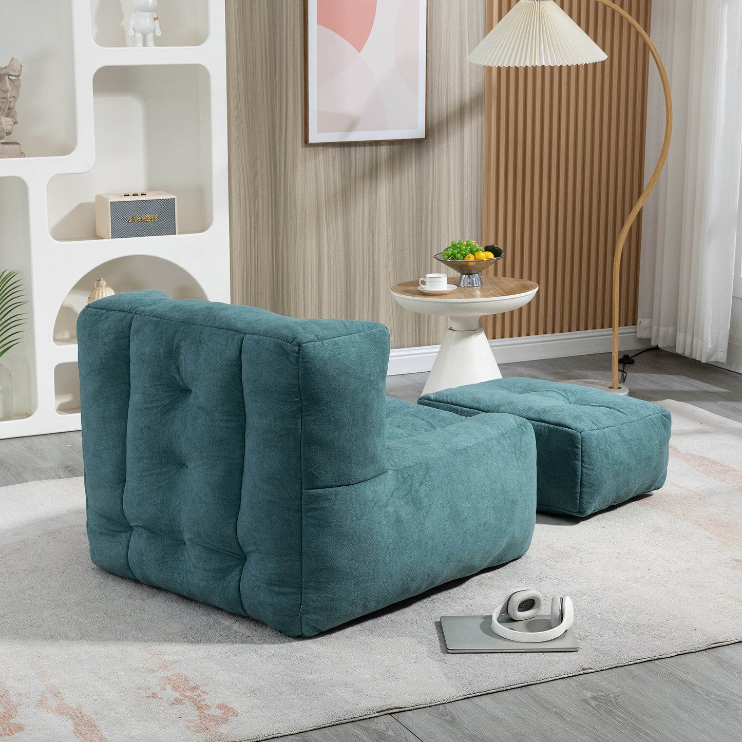 Memory Foam Bean Bag Chair with Ottoman for Adults and Kids, Soft Modern Sofa for Living Room and Bedroom