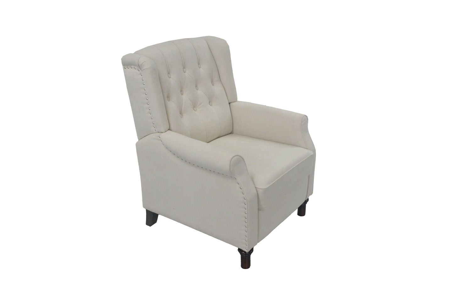 Modern Beige Reclining Armchair with Adjustable Back and Padded Cushion for Living Room and Bedroom