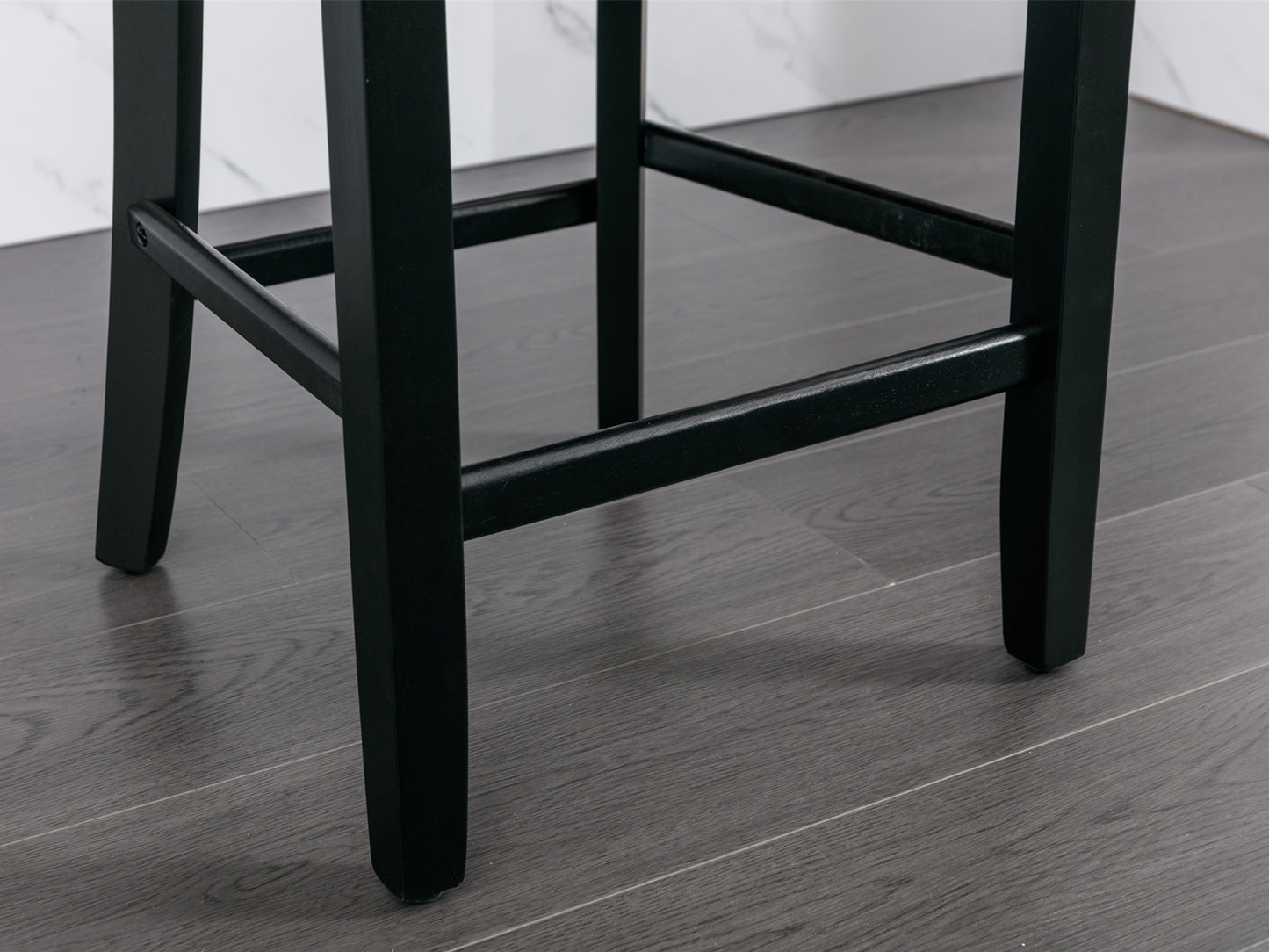 Contemporary Blue Velvet Wing-Back Barstools with Tufted Design and Wooden Legs Set of 2