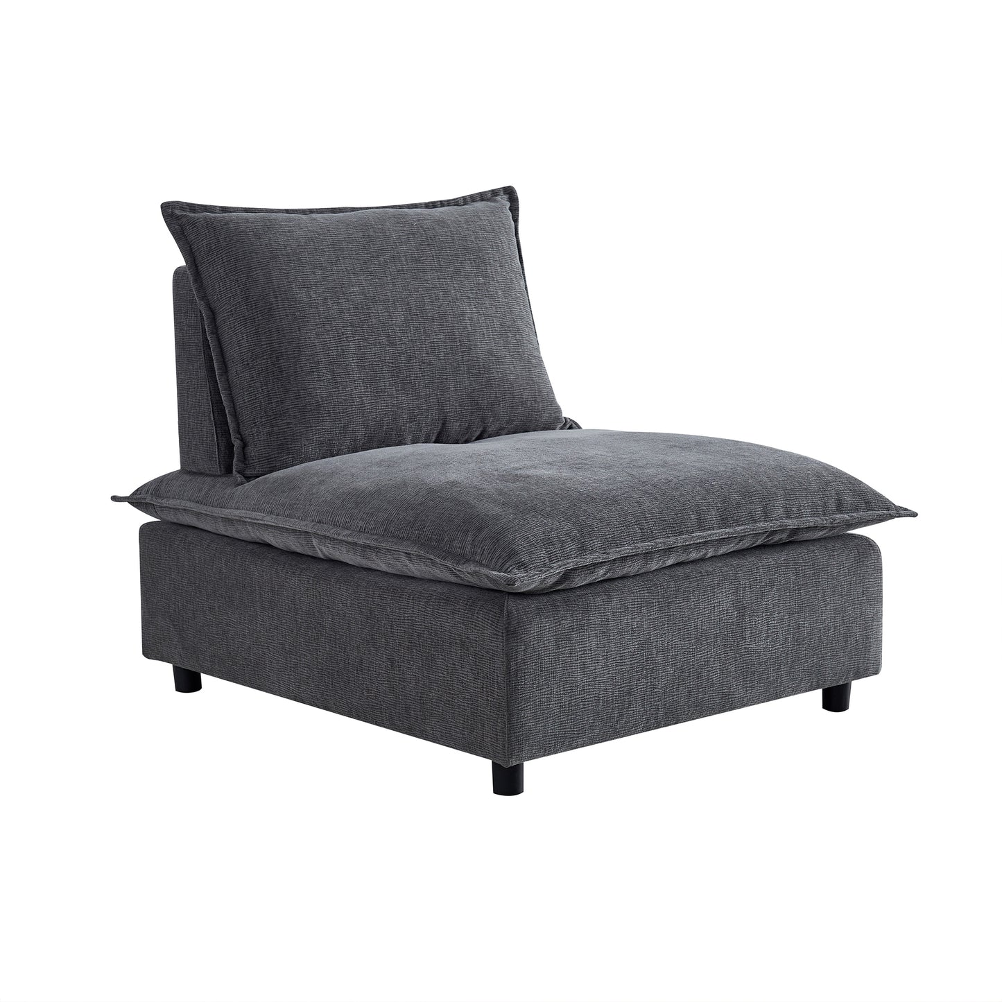 Adjustable Backrest Armless Upholstered Lounge Chair with Removable Pillow for Living Room and Bedroom