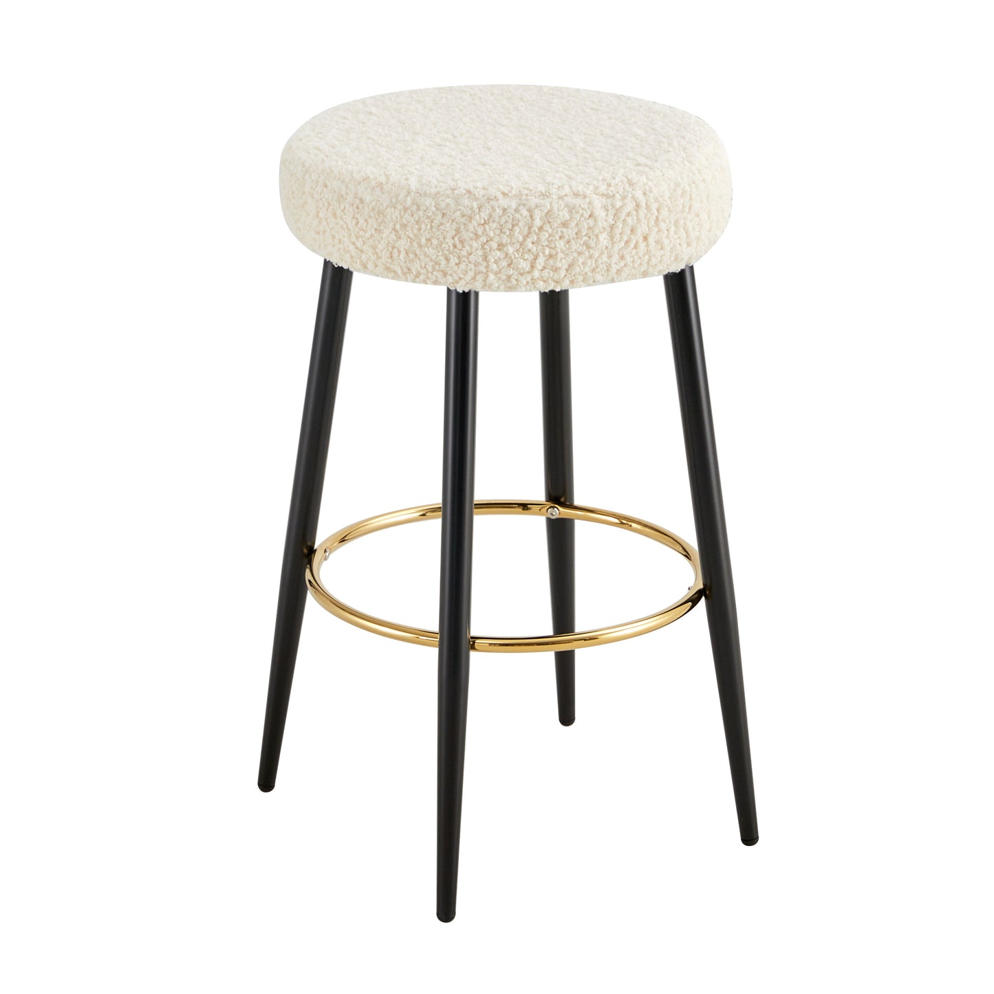 Counter Height Bar Stools Set of 2 PU Upholstered Kitchen Chairs 24 Inch with Gold Footrest for Home Bar and Balcony