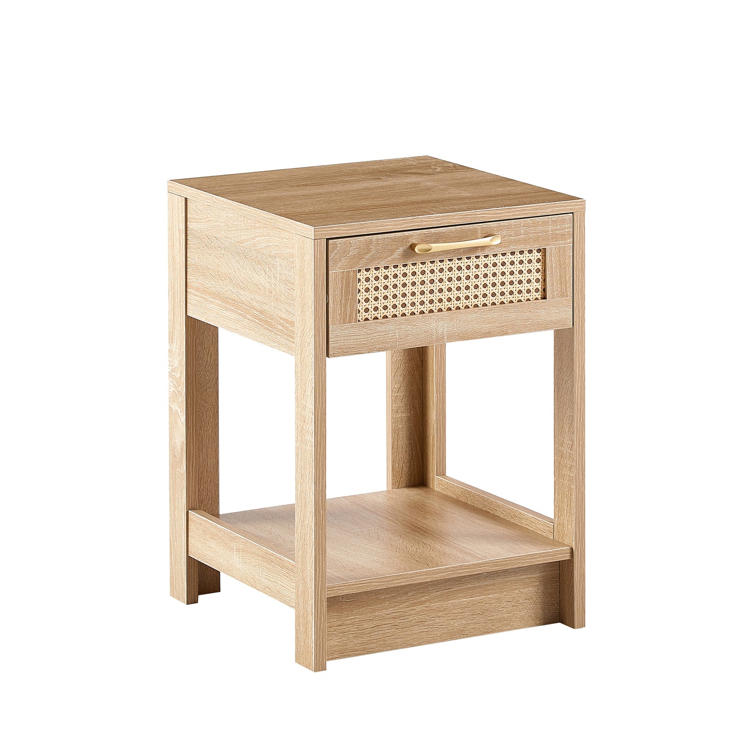 15.75 Inch Rattan End Table with Drawer Modern Nightstand Side Table for Living Room Bedroom Natural Design