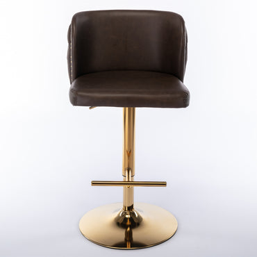 A&A Furniture,Swivel Barstools Adjusatble Seat Height, Modern PU Upholstered Bar Stools with  the whole Back Tufted, for Home Pub and Kitchen Island(Brown, Set of 2)