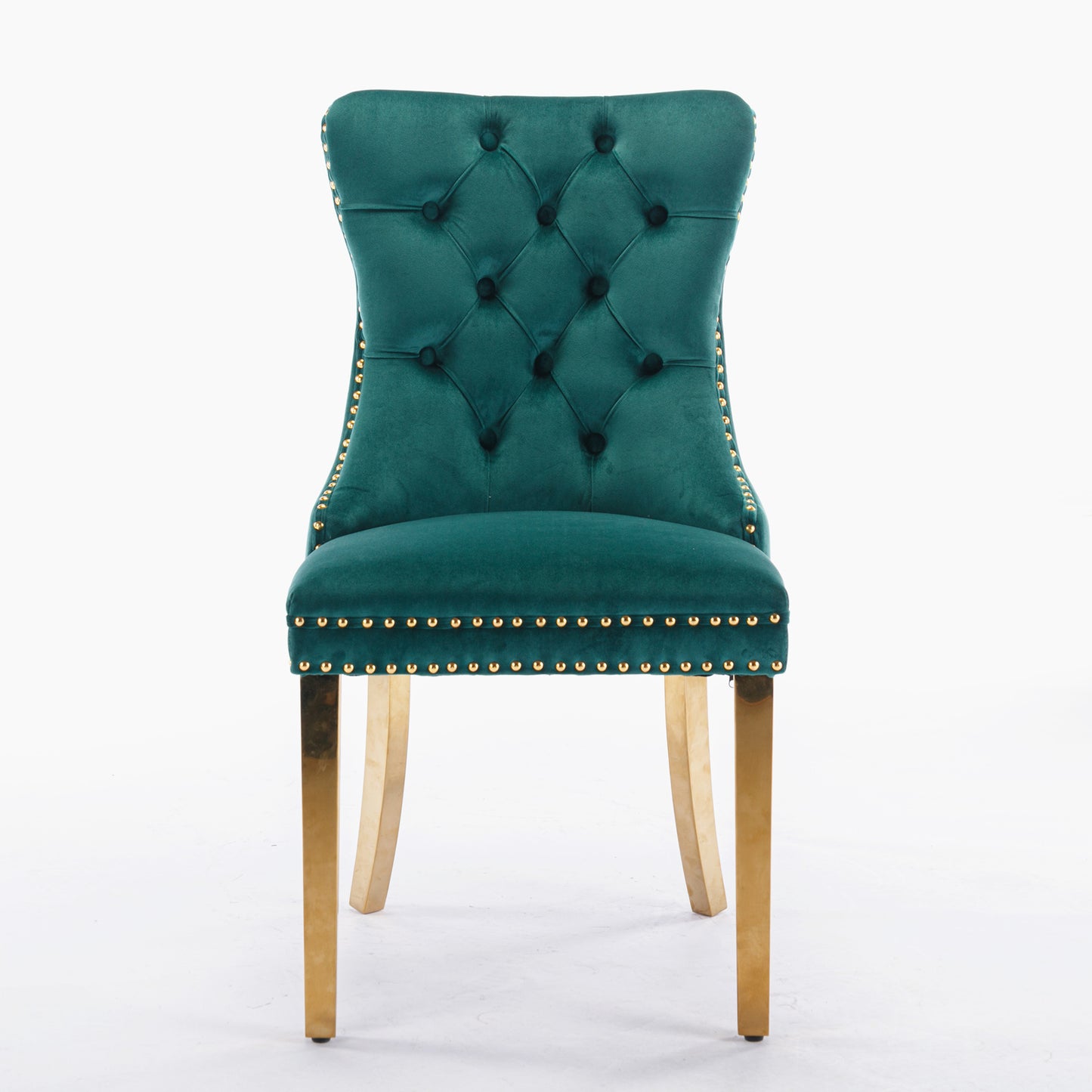 Modern Velvet Upholstered Dining Chairs Set of 2 with Gold Stainless Steel Legs and Nailhead Trim Black and Gold