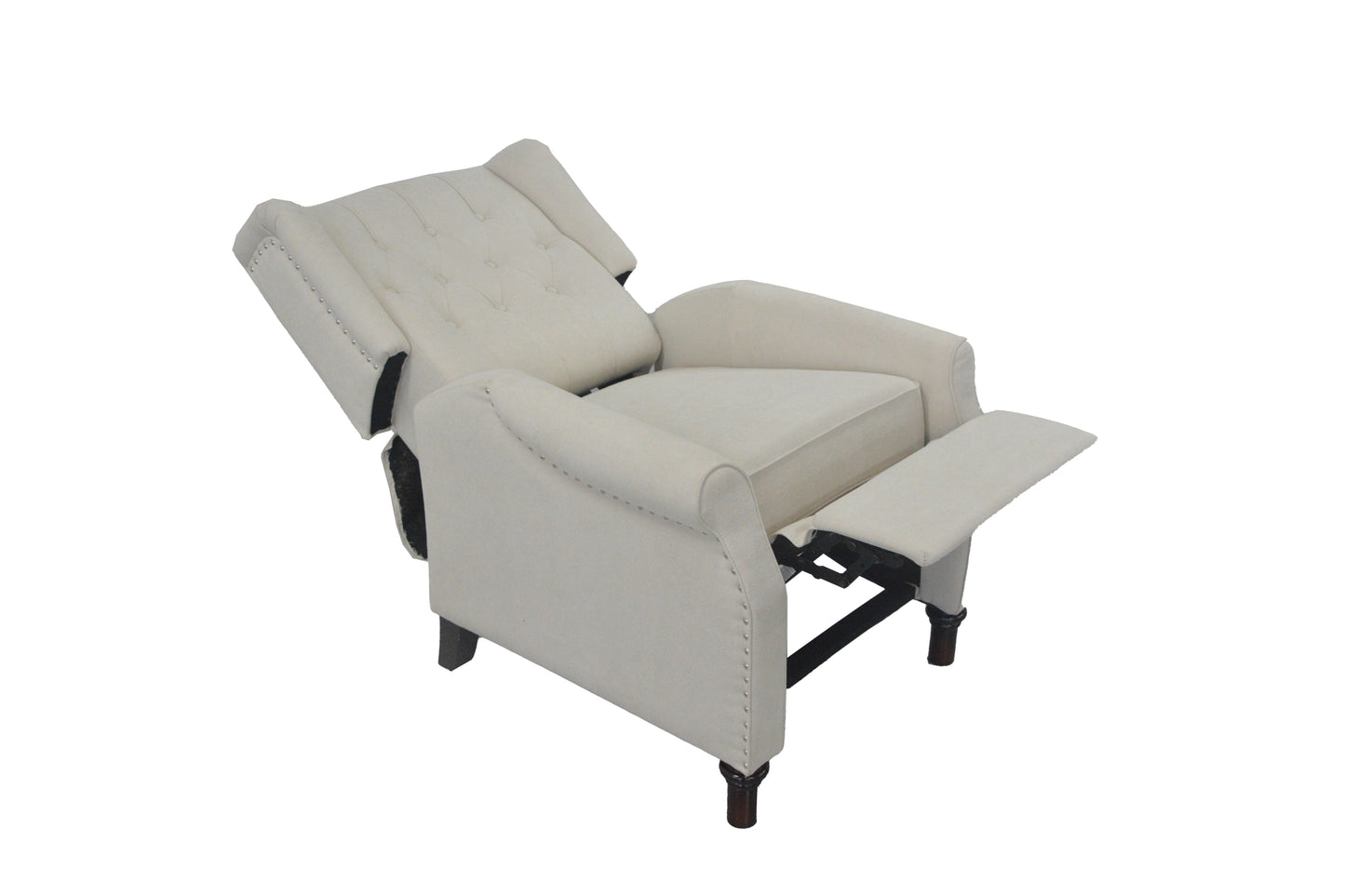 Modern Beige Reclining Armchair with Adjustable Back and Padded Cushion for Living Room and Bedroom