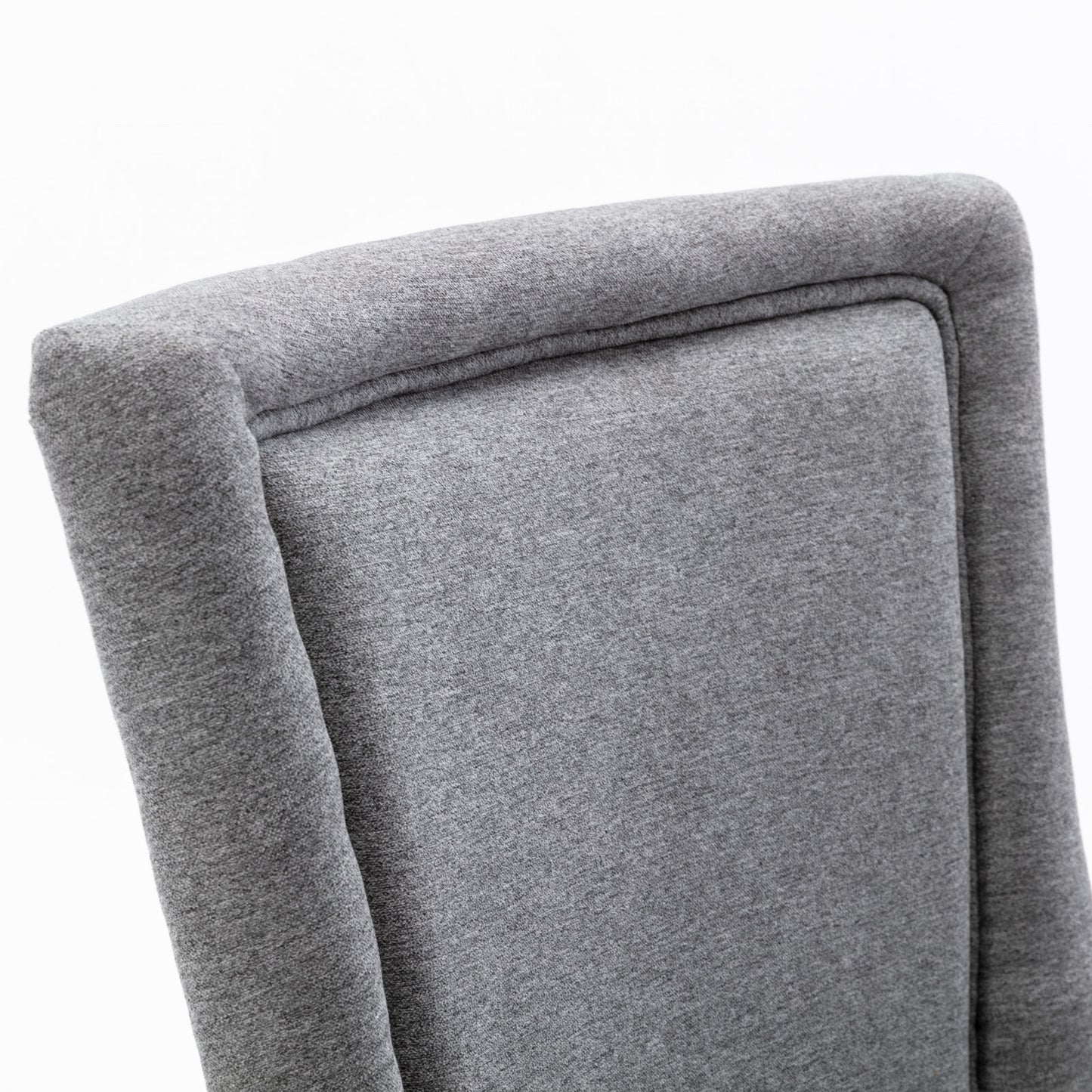 Ultra Side Dining Chair,Thickened fabric chairs with neutrally toned solid wood legs, Bronze nail head,Set of 2,Gray
